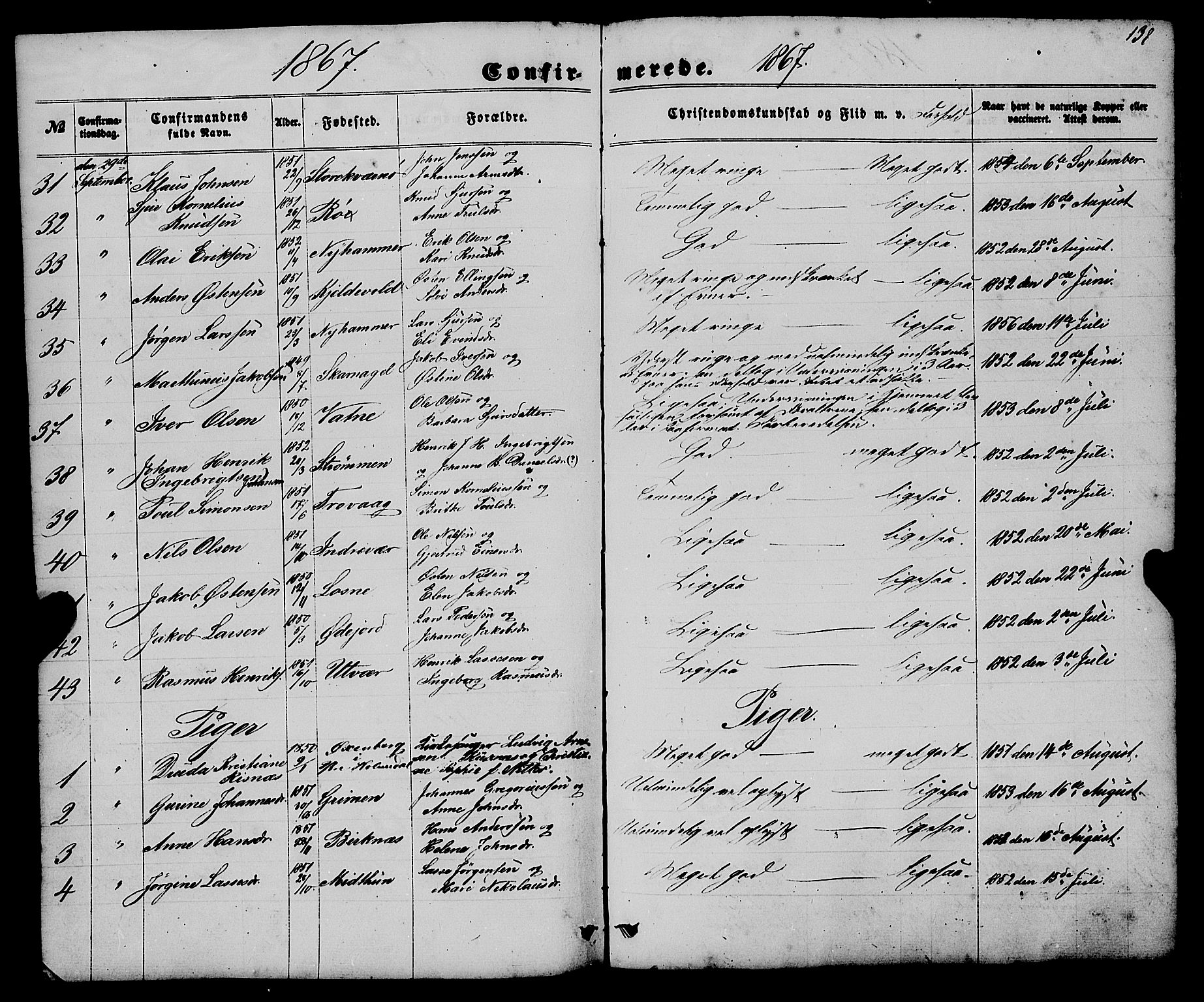 Gulen sokneprestembete, AV/SAB-A-80201/H/Haa/Haaa/L0022: Ministerialbok nr. A 22, 1859-1869, s. 138