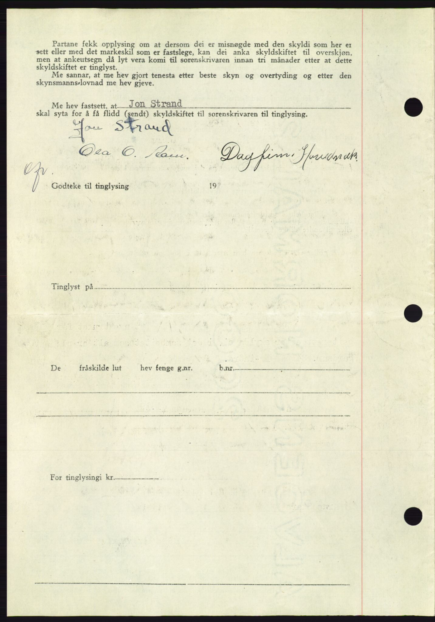 Søre Sunnmøre sorenskriveri, AV/SAT-A-4122/1/2/2C/L0085: Pantebok nr. 11A, 1949-1949, Dagboknr: 1647/1949