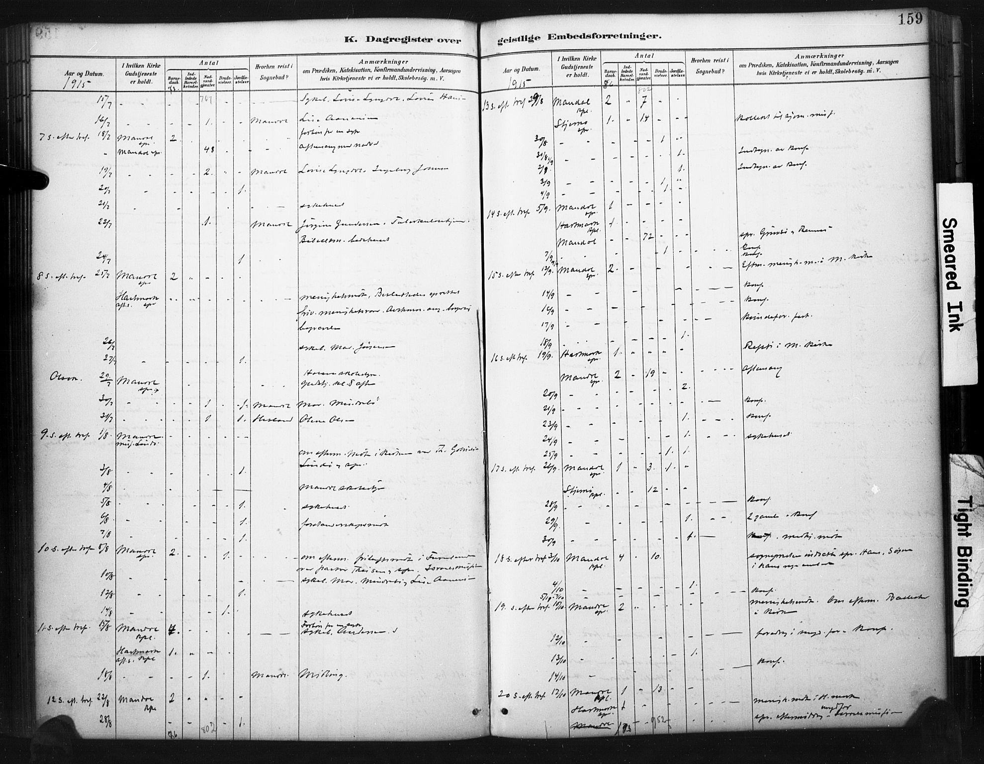 Mandal sokneprestkontor, AV/SAK-1111-0030/F/Fa/Faa/L0017: Ministerialbok nr. A 17, 1880-1926, s. 159