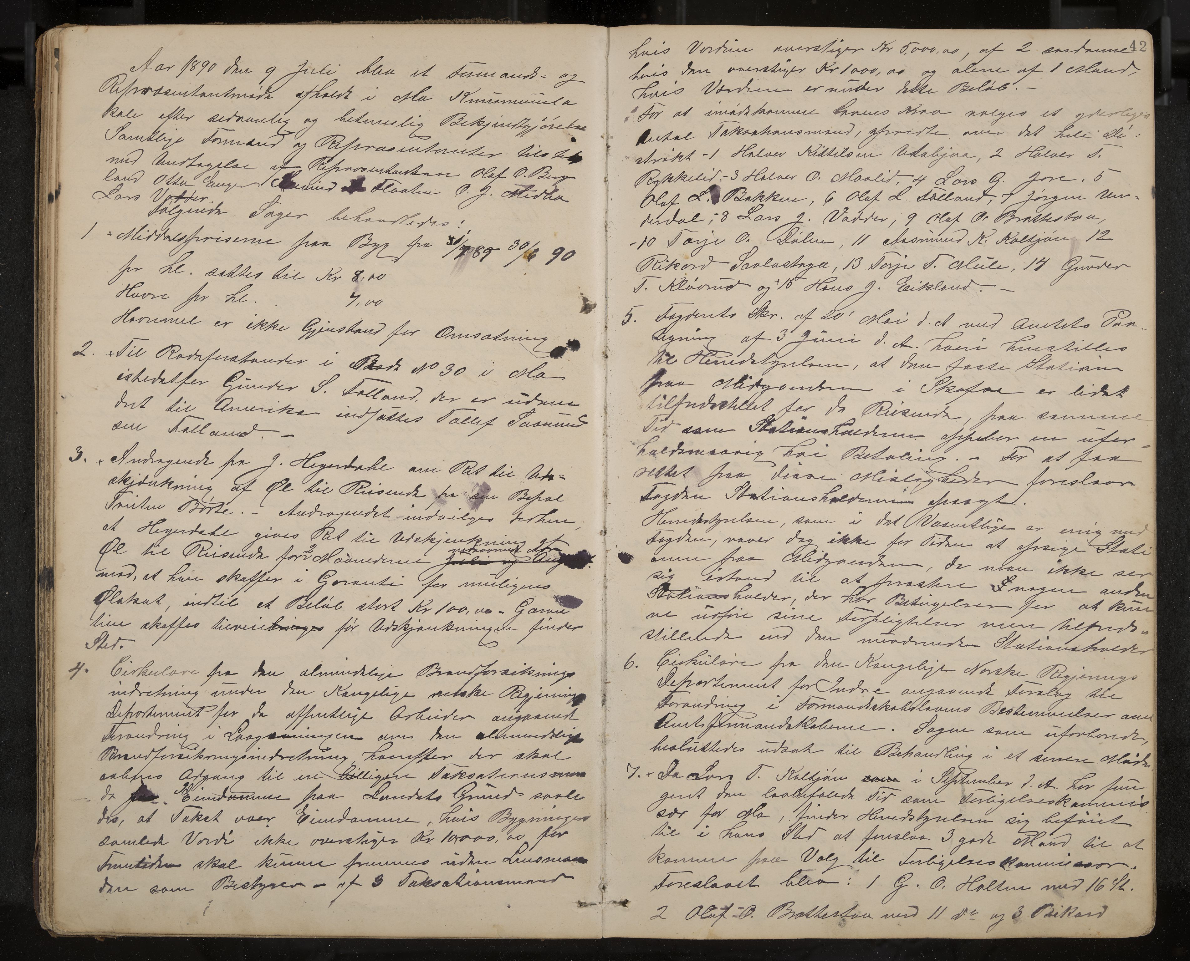 Mo formannskap og sentraladministrasjon, IKAK/0832021/A/L0003: Møtebok, 1886-1903, s. 42