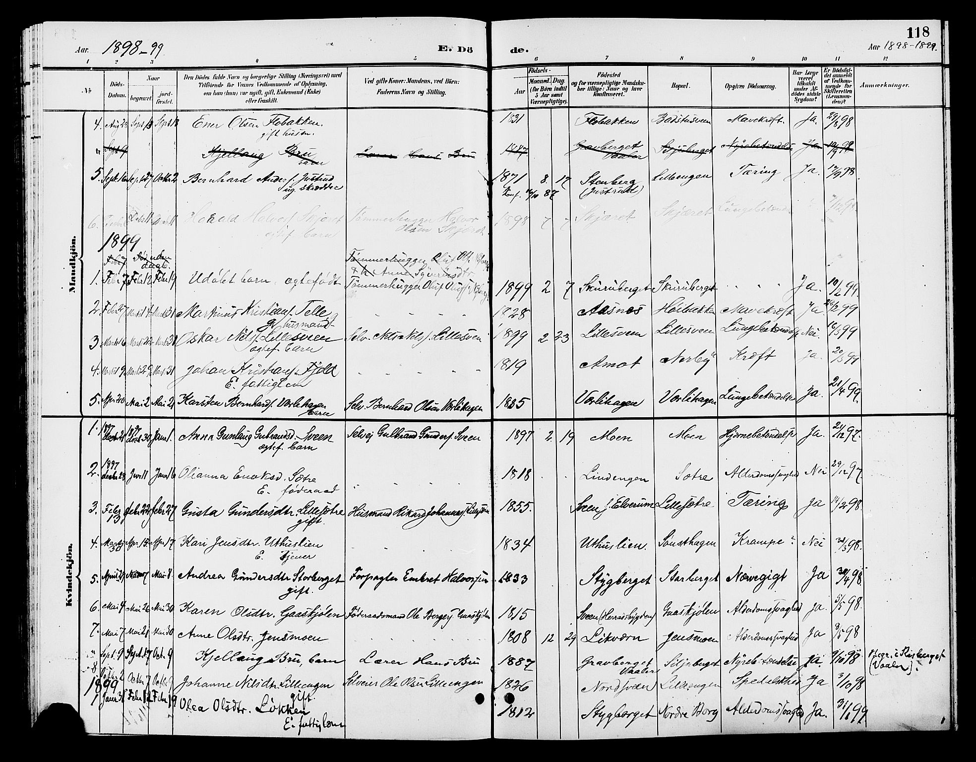 Elverum prestekontor, AV/SAH-PREST-044/H/Ha/Hab/L0006: Klokkerbok nr. 6, 1896-1907, s. 118