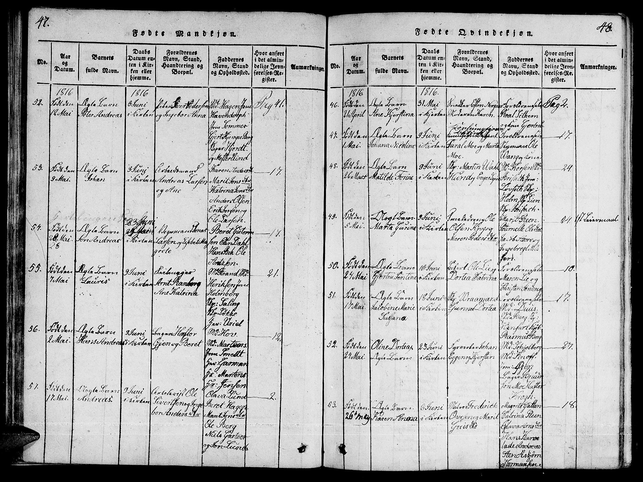Ministerialprotokoller, klokkerbøker og fødselsregistre - Sør-Trøndelag, SAT/A-1456/601/L0043: Ministerialbok nr. 601A11, 1815-1821, s. 47-48