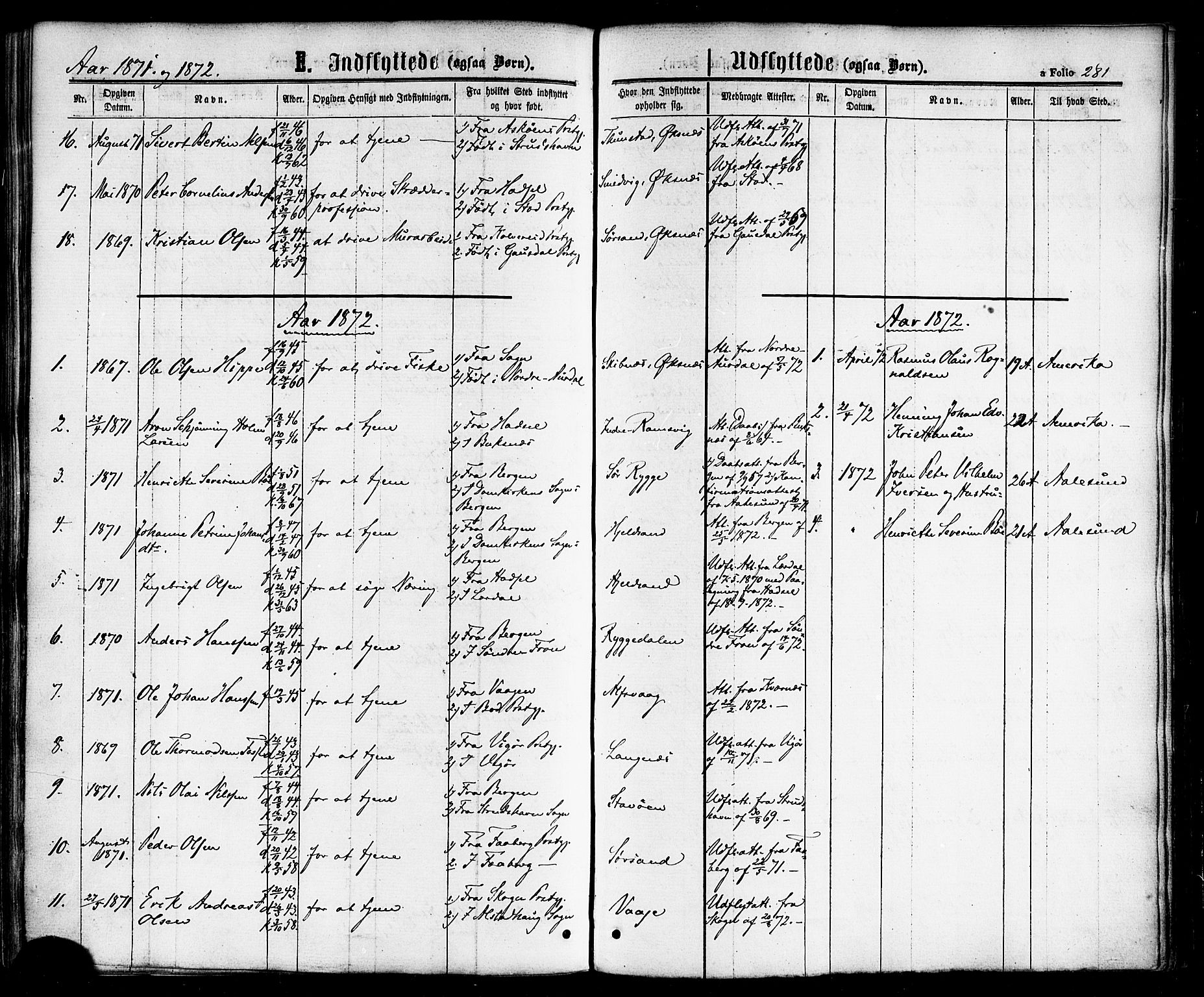 Ministerialprotokoller, klokkerbøker og fødselsregistre - Nordland, AV/SAT-A-1459/893/L1334: Ministerialbok nr. 893A07, 1867-1877, s. 281