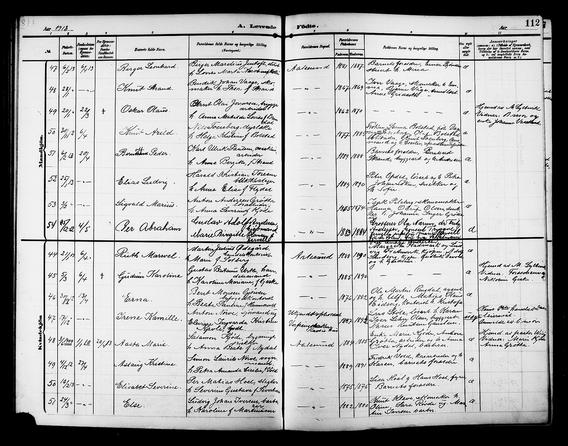 Ministerialprotokoller, klokkerbøker og fødselsregistre - Møre og Romsdal, AV/SAT-A-1454/529/L0471: Klokkerbok nr. 529C08, 1909-1921, s. 112