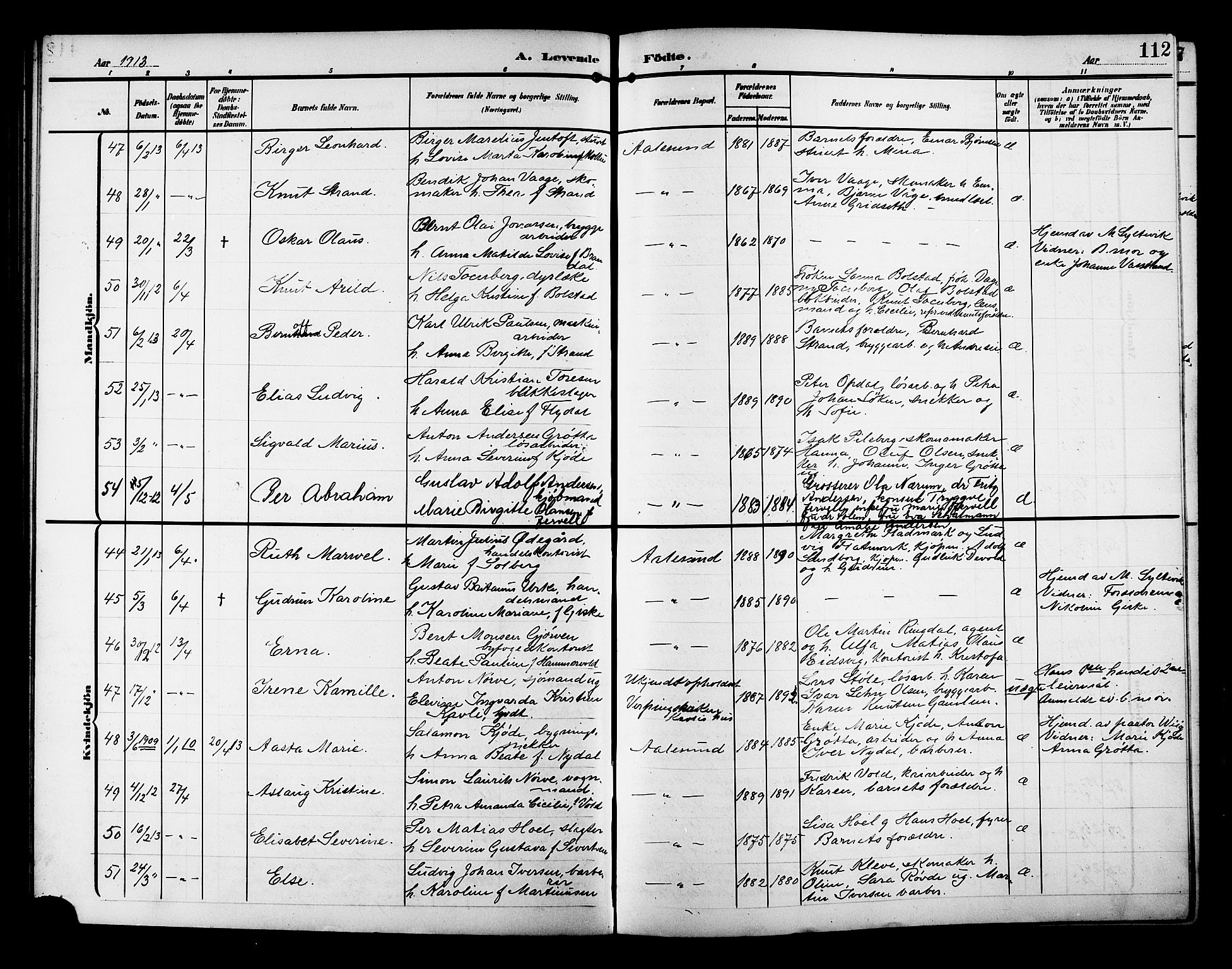 Ministerialprotokoller, klokkerbøker og fødselsregistre - Møre og Romsdal, AV/SAT-A-1454/529/L0471: Klokkerbok nr. 529C08, 1909-1921, s. 112