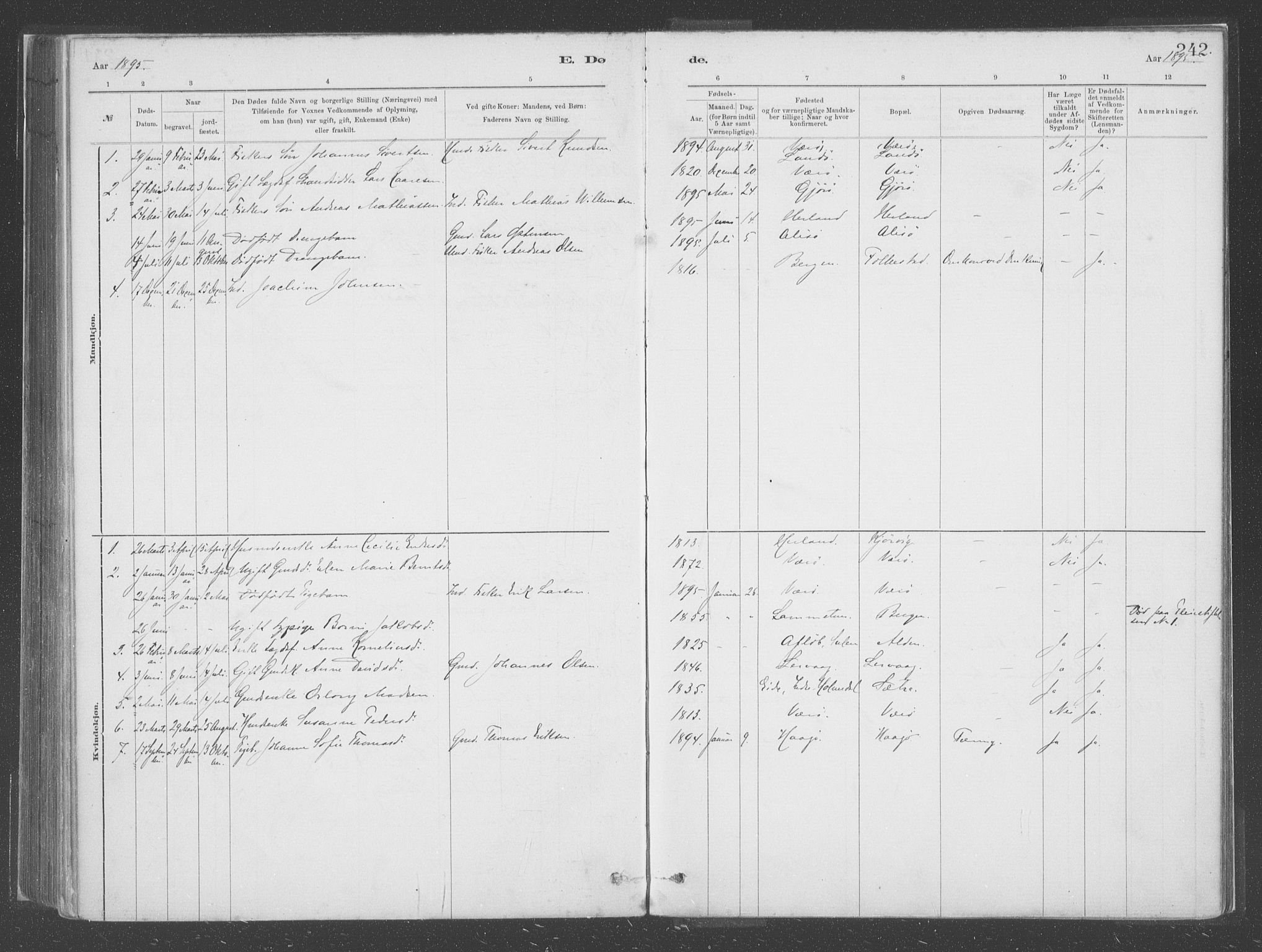 Askvoll sokneprestembete, AV/SAB-A-79501/H/Haa/Haac/L0001: Ministerialbok nr. C  1, 1879-1922, s. 242