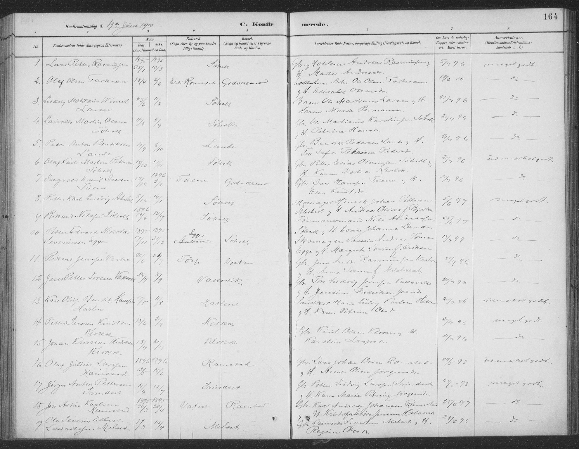 Ministerialprotokoller, klokkerbøker og fødselsregistre - Møre og Romsdal, AV/SAT-A-1454/522/L0316: Ministerialbok nr. 522A11, 1890-1911, s. 164