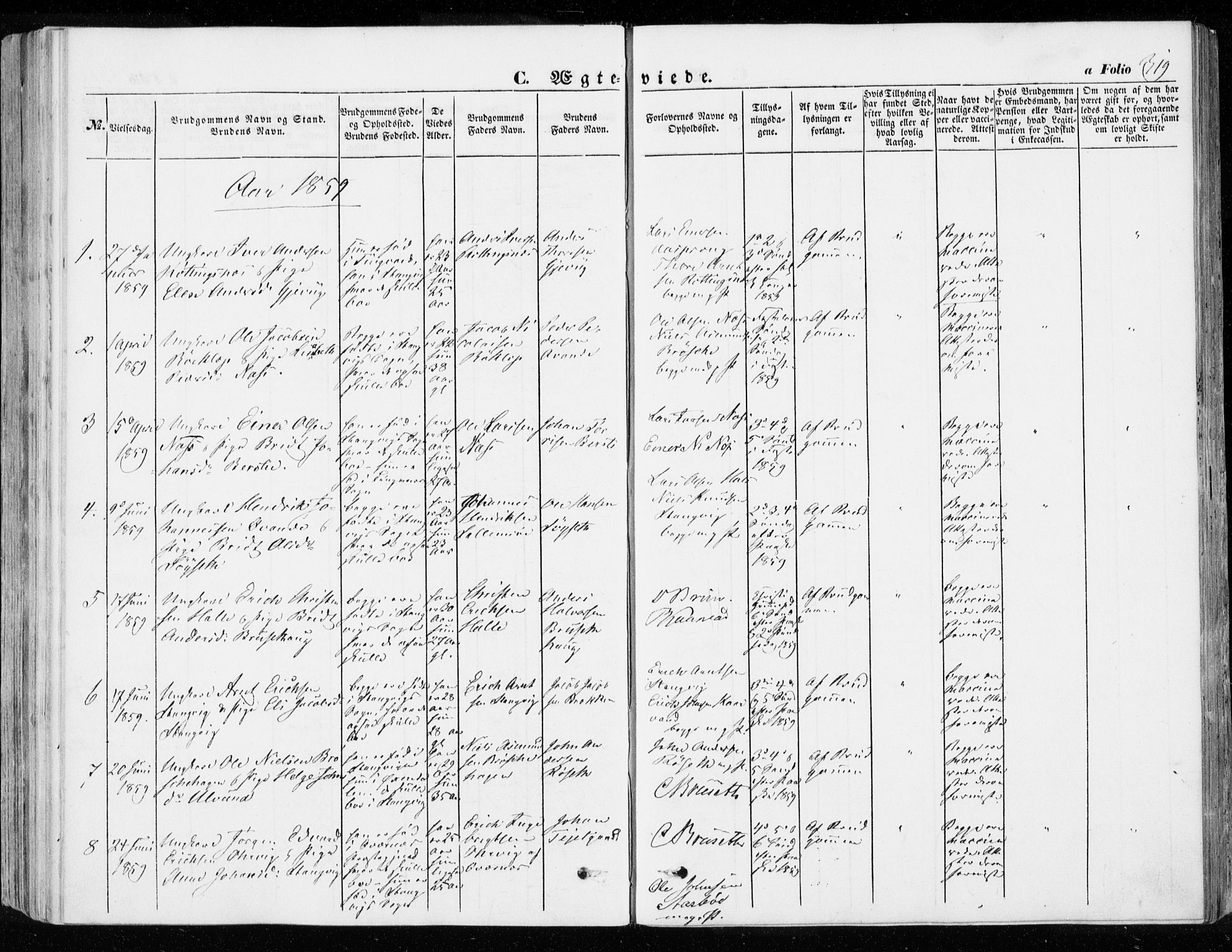 Ministerialprotokoller, klokkerbøker og fødselsregistre - Møre og Romsdal, AV/SAT-A-1454/592/L1026: Ministerialbok nr. 592A04, 1849-1867, s. 319