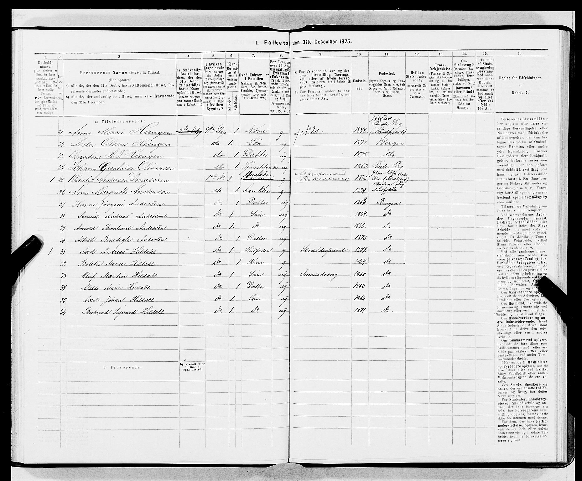 SAB, Folketelling 1875 for 1301 Bergen kjøpstad, 1875, s. 4015