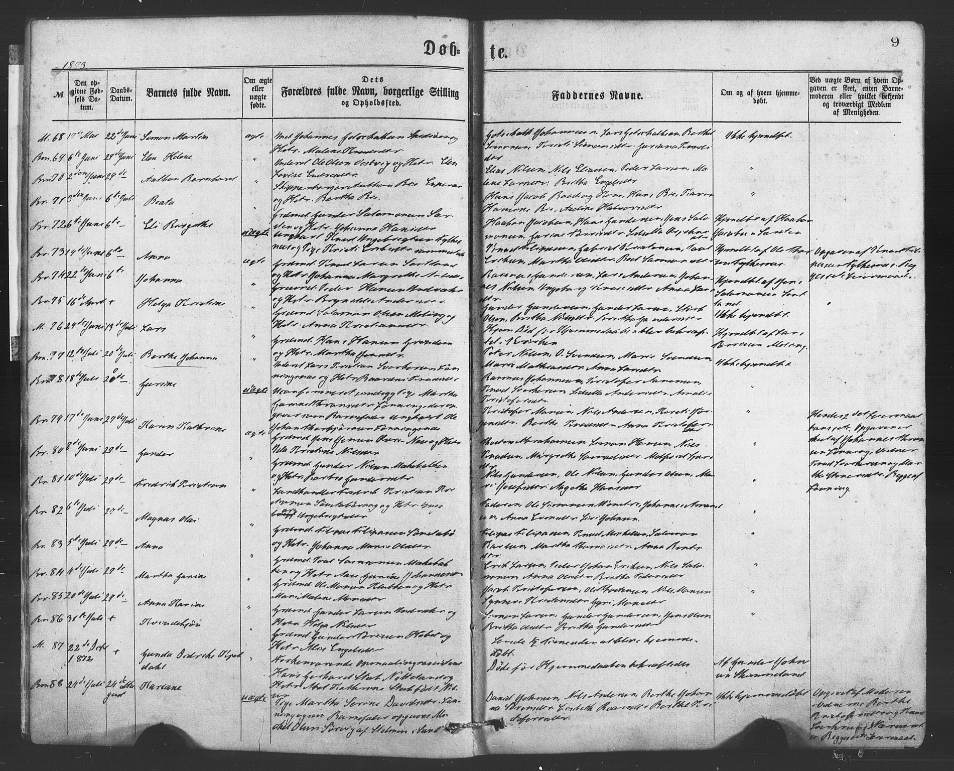Finnås sokneprestembete, AV/SAB-A-99925/H/Ha/Haa/Haaa/L0009: Ministerialbok nr. A 9, 1873-1881, s. 9