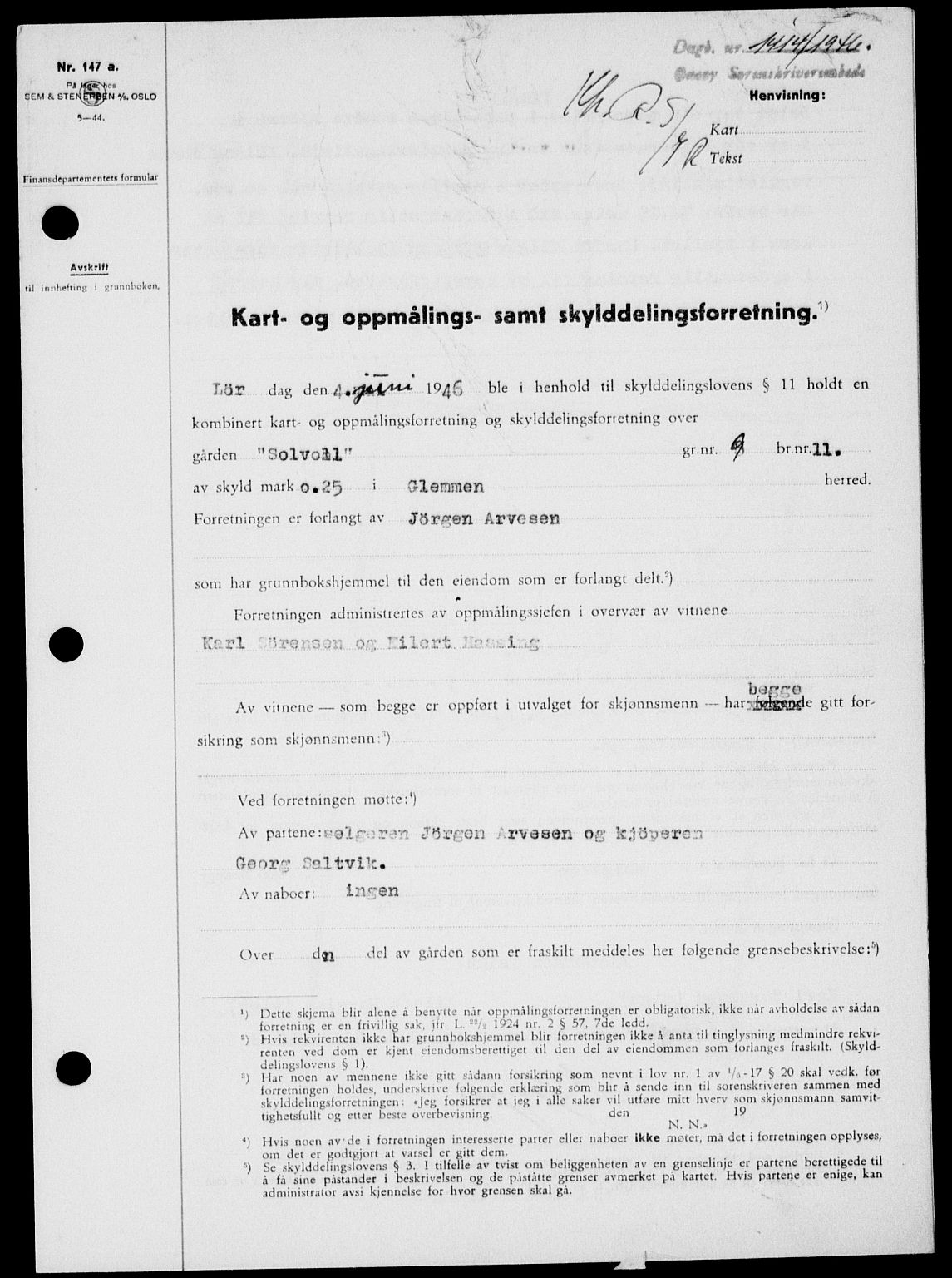 Onsøy sorenskriveri, SAO/A-10474/G/Ga/Gab/L0016: Pantebok nr. II A-16, 1946-1946, Dagboknr: 1414/1946