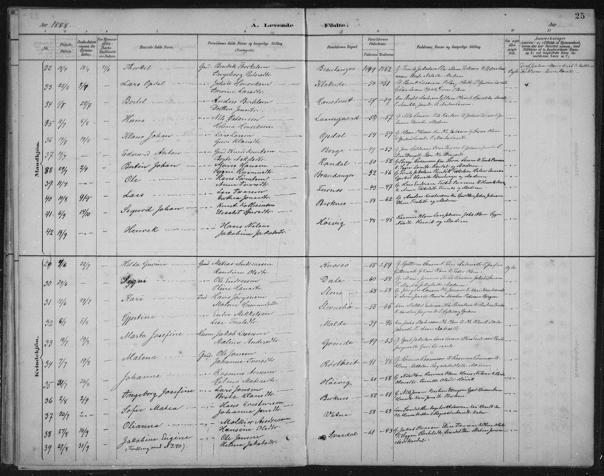 Gulen sokneprestembete, AV/SAB-A-80201/H/Hab/Habb/L0003: Klokkerbok nr. B 3, 1884-1907, s. 25