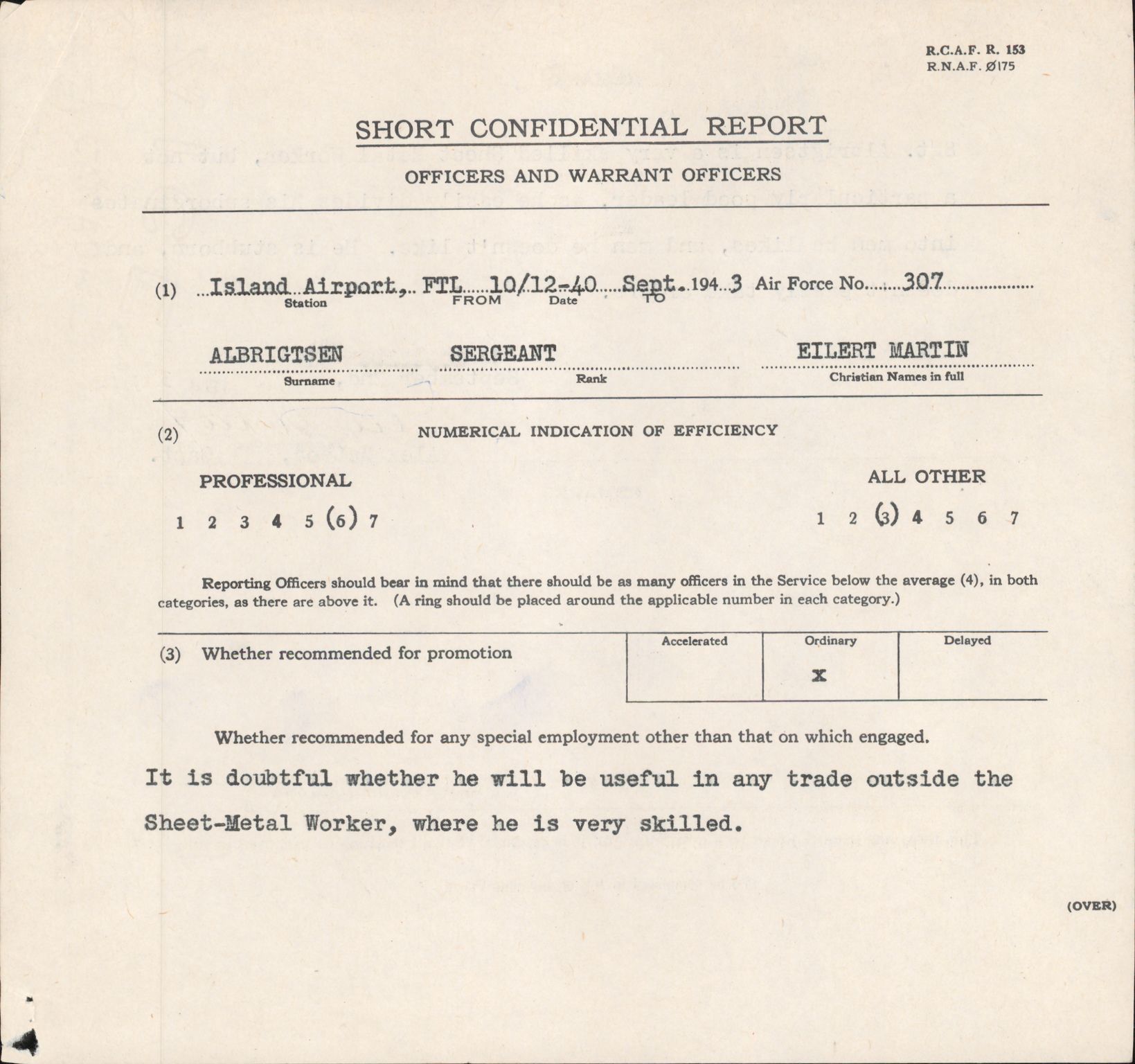 Forsvaret, Forsvarets overkommando/Luftforsvarsstaben, RA/RAFA-4079/P/Pa/L0024: Personellpapirer, 1910, s. 6