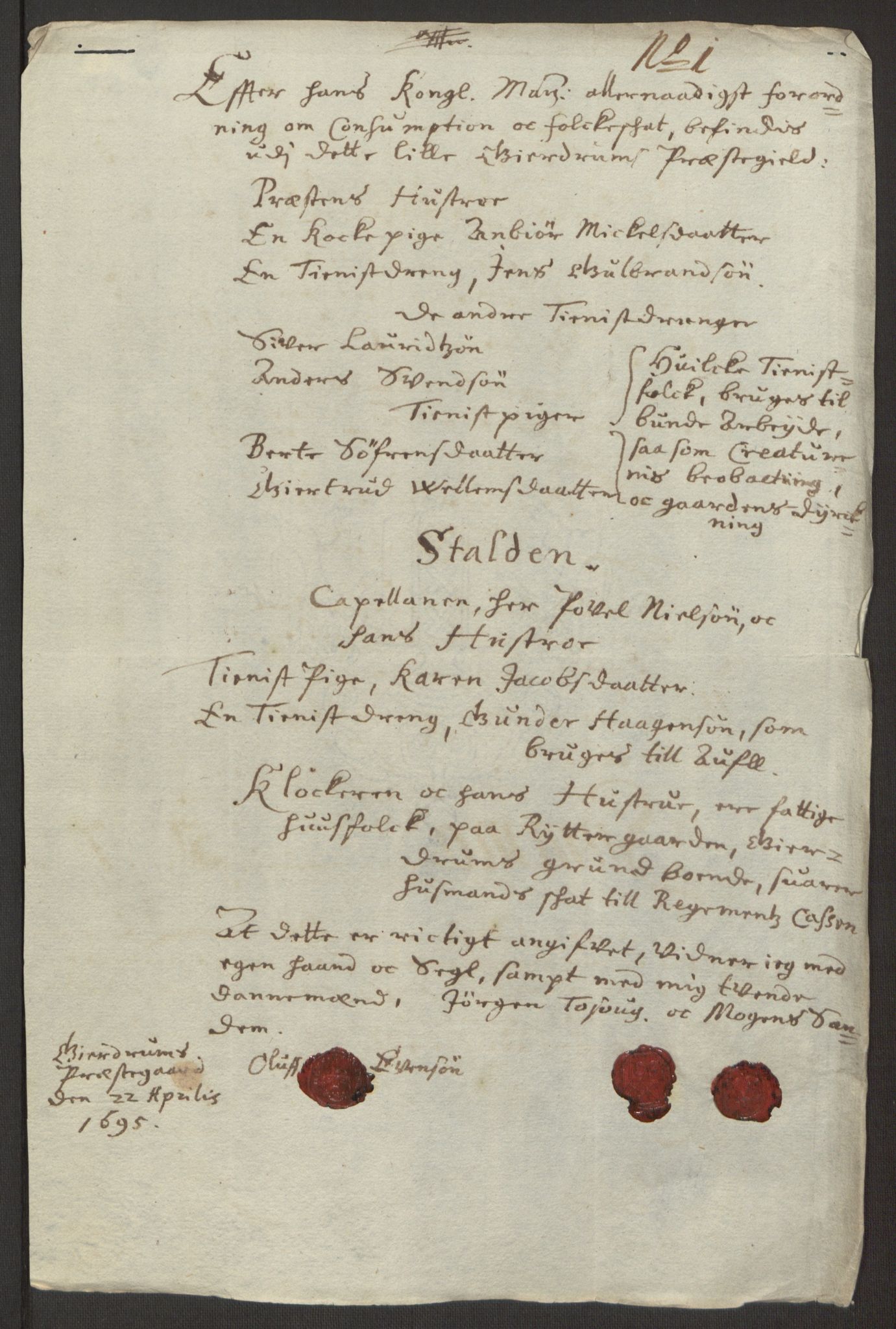 Rentekammeret inntil 1814, Reviderte regnskaper, Fogderegnskap, AV/RA-EA-4092/R12/L0707: Fogderegnskap Øvre Romerike, 1695, s. 244