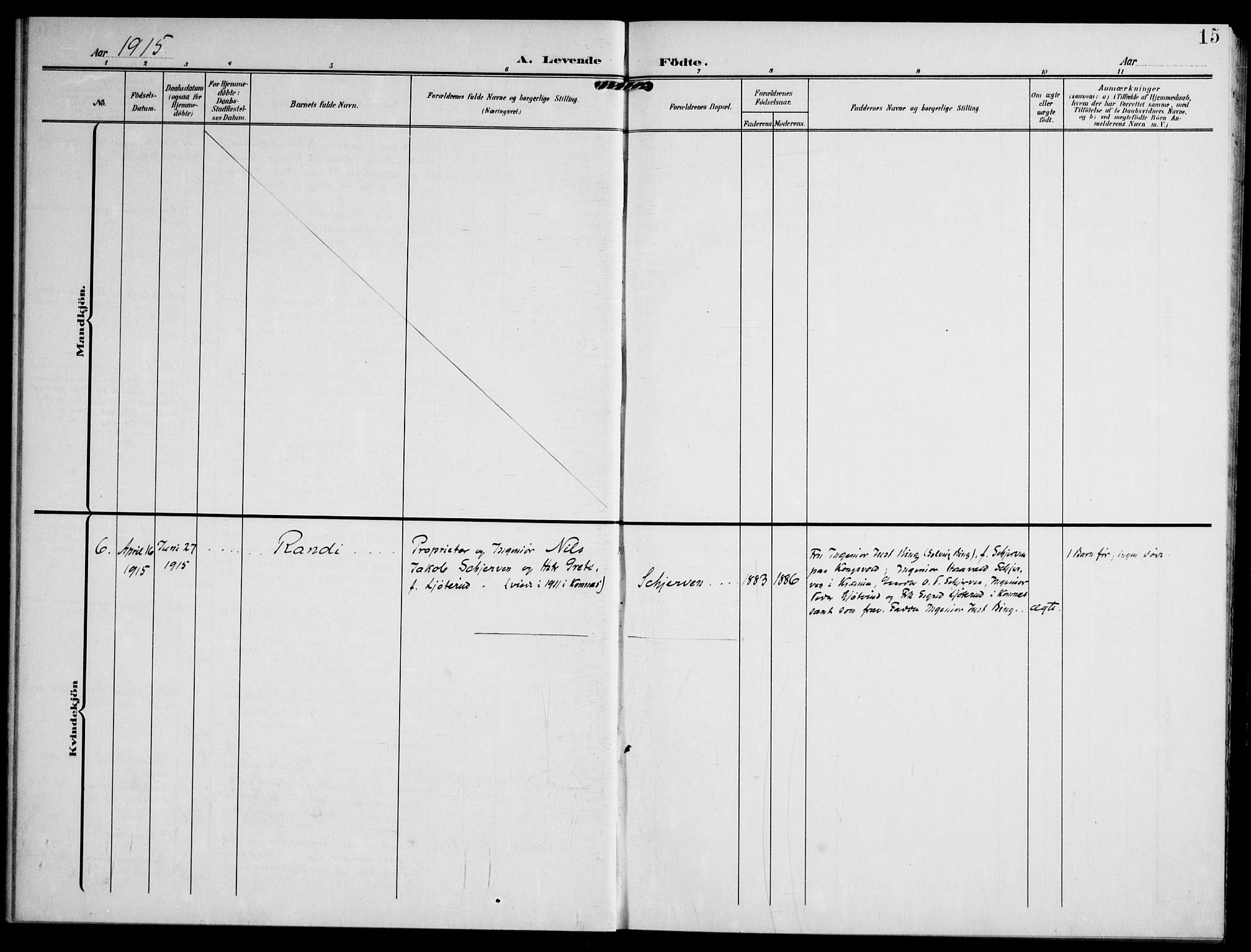 Lardal kirkebøker, AV/SAKO-A-350/F/Fc/L0002: Ministerialbok nr. III 2, 1907-1921, s. 15