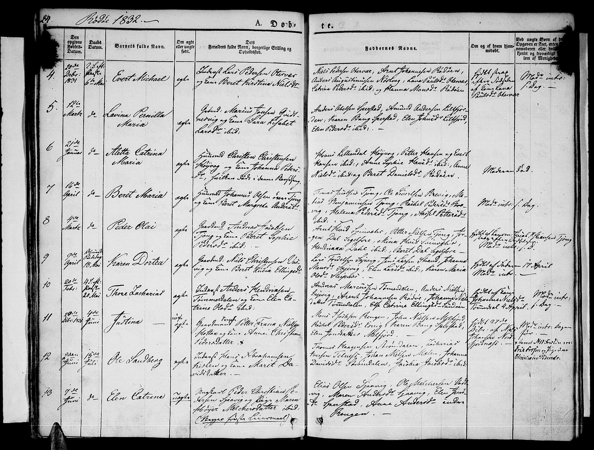 Ministerialprotokoller, klokkerbøker og fødselsregistre - Nordland, AV/SAT-A-1459/841/L0598: Ministerialbok nr. 841A06 /1, 1825-1844, s. 24