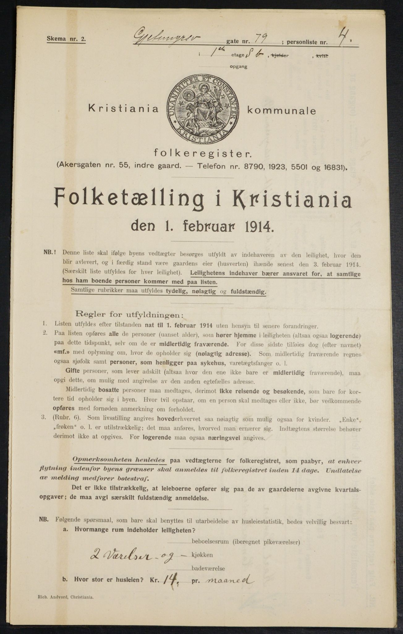 OBA, Kommunal folketelling 1.2.1914 for Kristiania, 1914, s. 29211