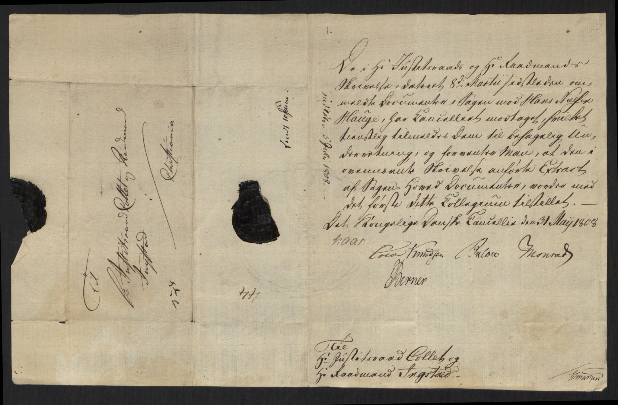 Justisdepartementet, Kommisjon i saken mot Hans Nielsen Hauge 1804, AV/RA-S-1151/D/L0001: Hans Nielsen Hauges sak, 1804-1813