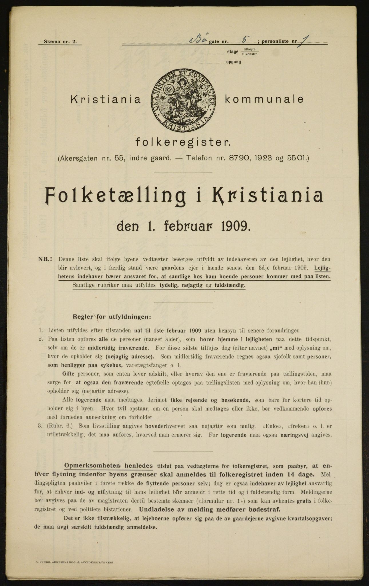 OBA, Kommunal folketelling 1.2.1909 for Kristiania kjøpstad, 1909, s. 10010