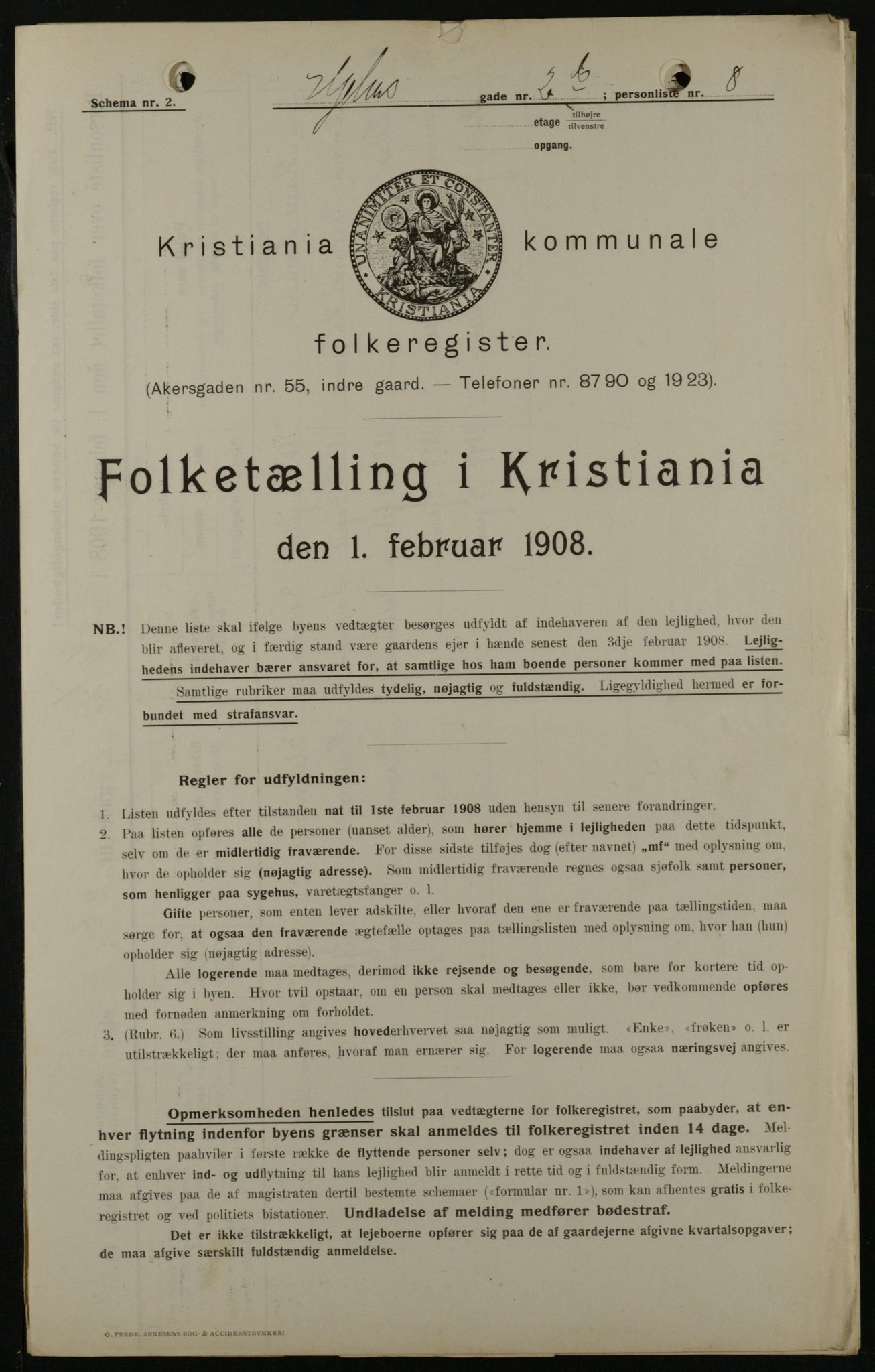 OBA, Kommunal folketelling 1.2.1908 for Kristiania kjøpstad, 1908, s. 36117