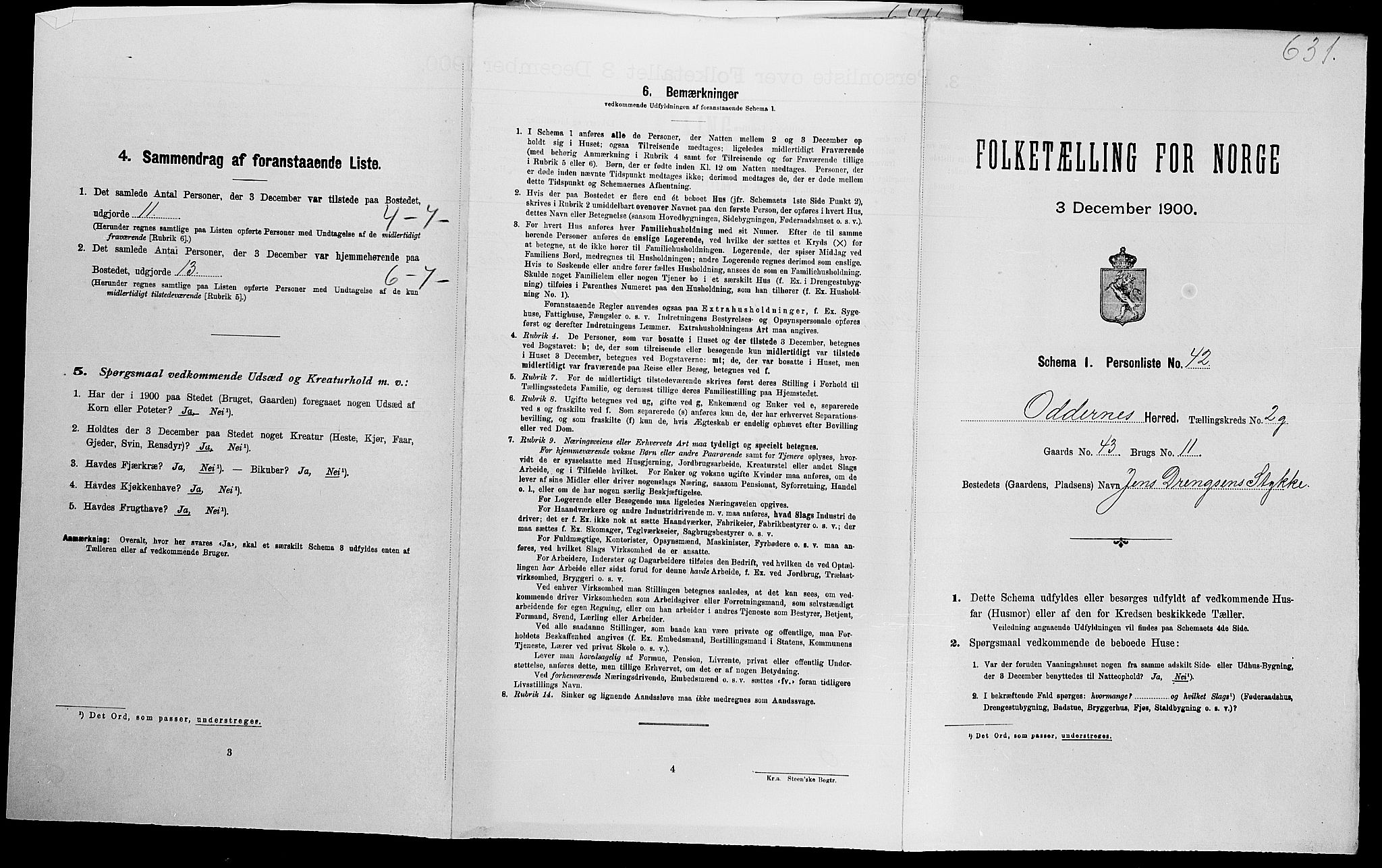 SAK, Folketelling 1900 for 1012 Oddernes herred, 1900, s. 589