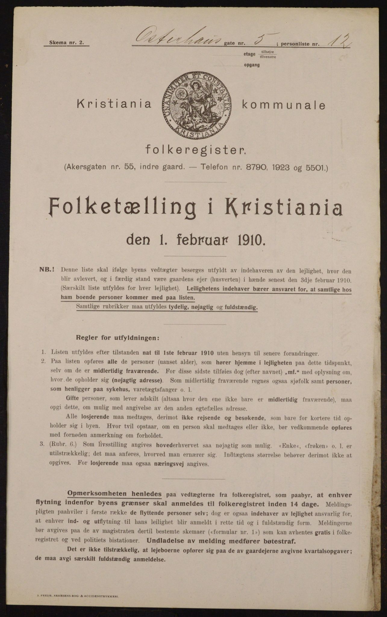 OBA, Kommunal folketelling 1.2.1910 for Kristiania, 1910, s. 74493