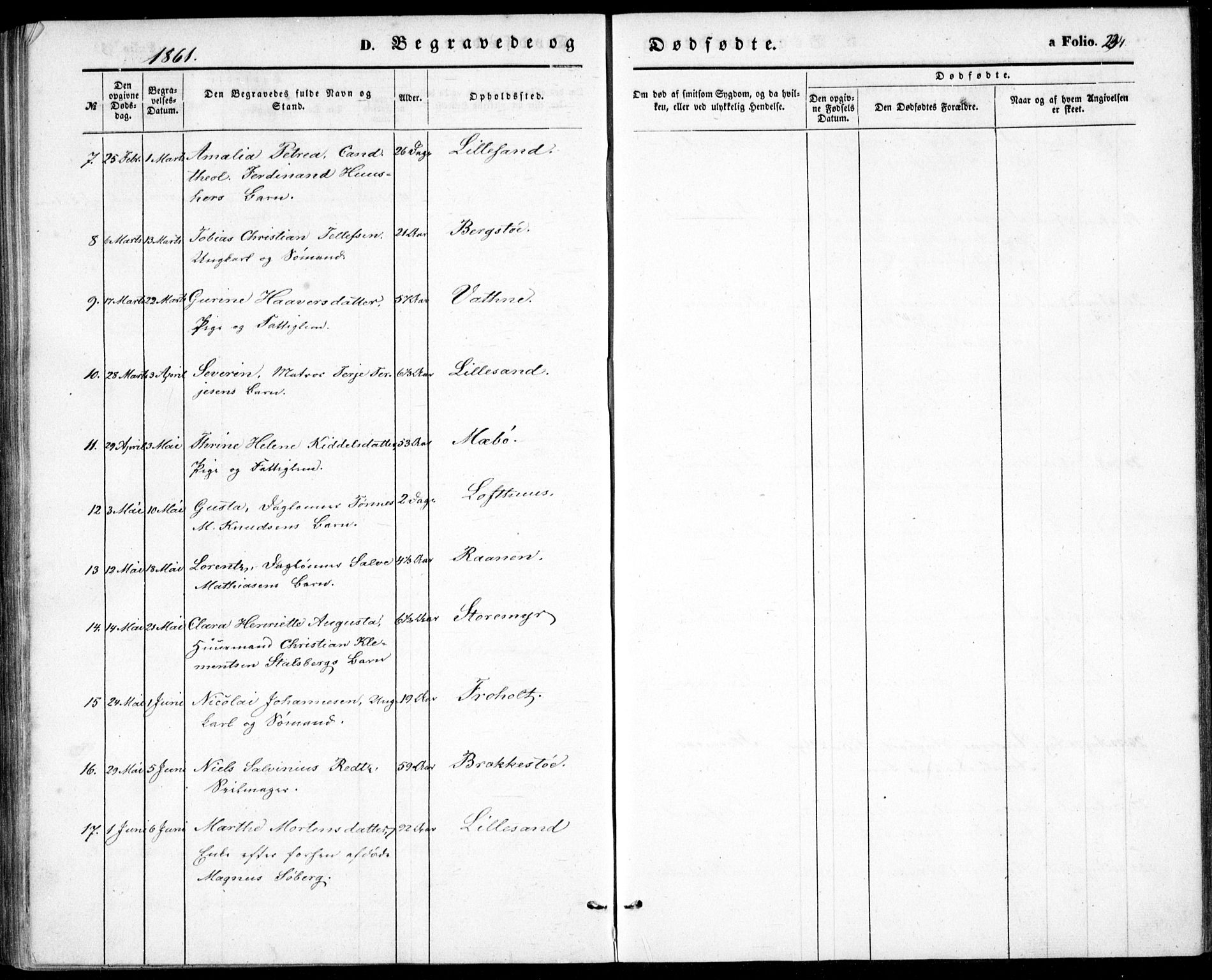 Vestre Moland sokneprestkontor, SAK/1111-0046/F/Fb/Fbb/L0003: Klokkerbok nr. B 3, 1851-1861, s. 234