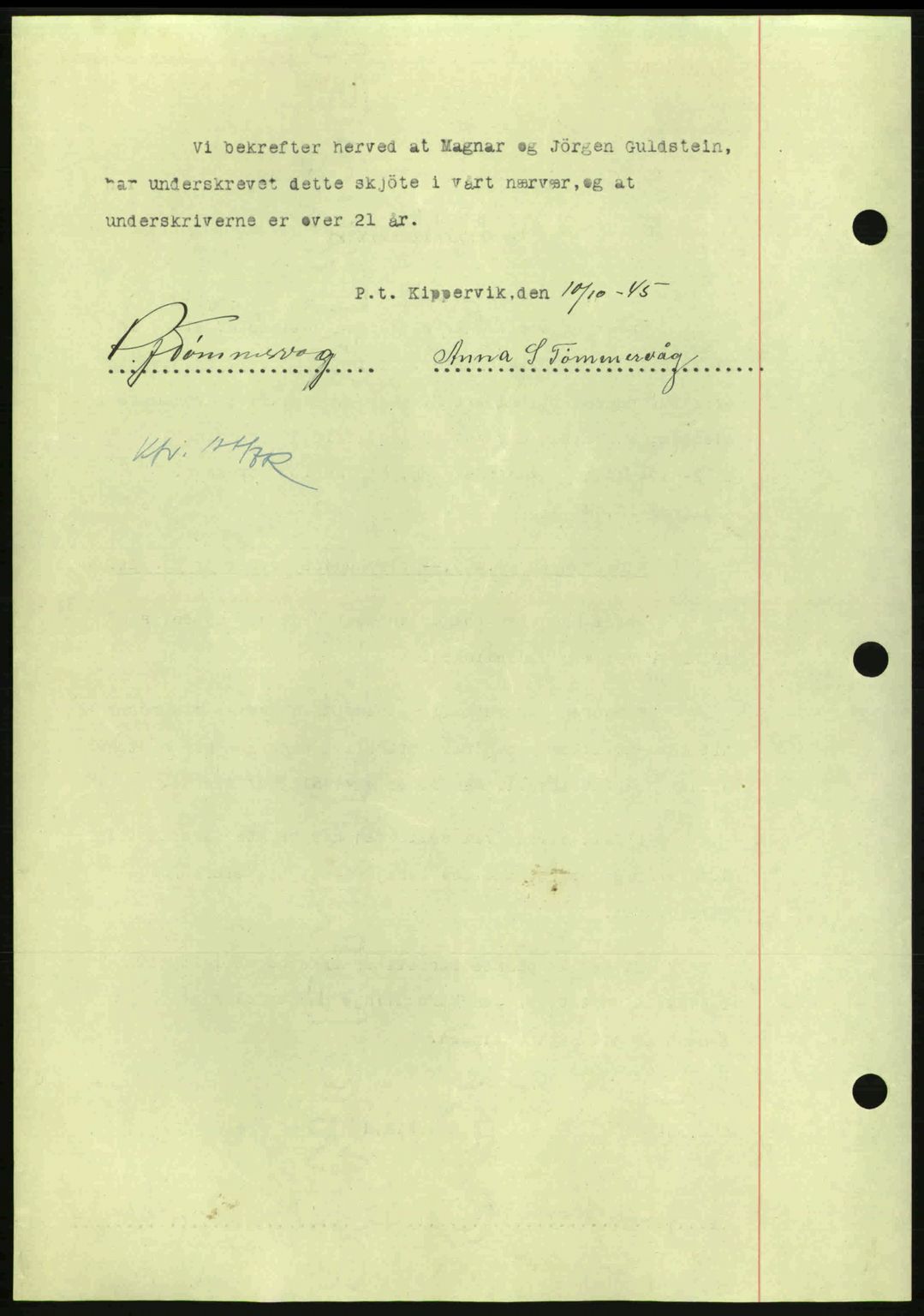 Nordmøre sorenskriveri, AV/SAT-A-4132/1/2/2Ca: Pantebok nr. A100a, 1945-1945, Dagboknr: 1464/1945