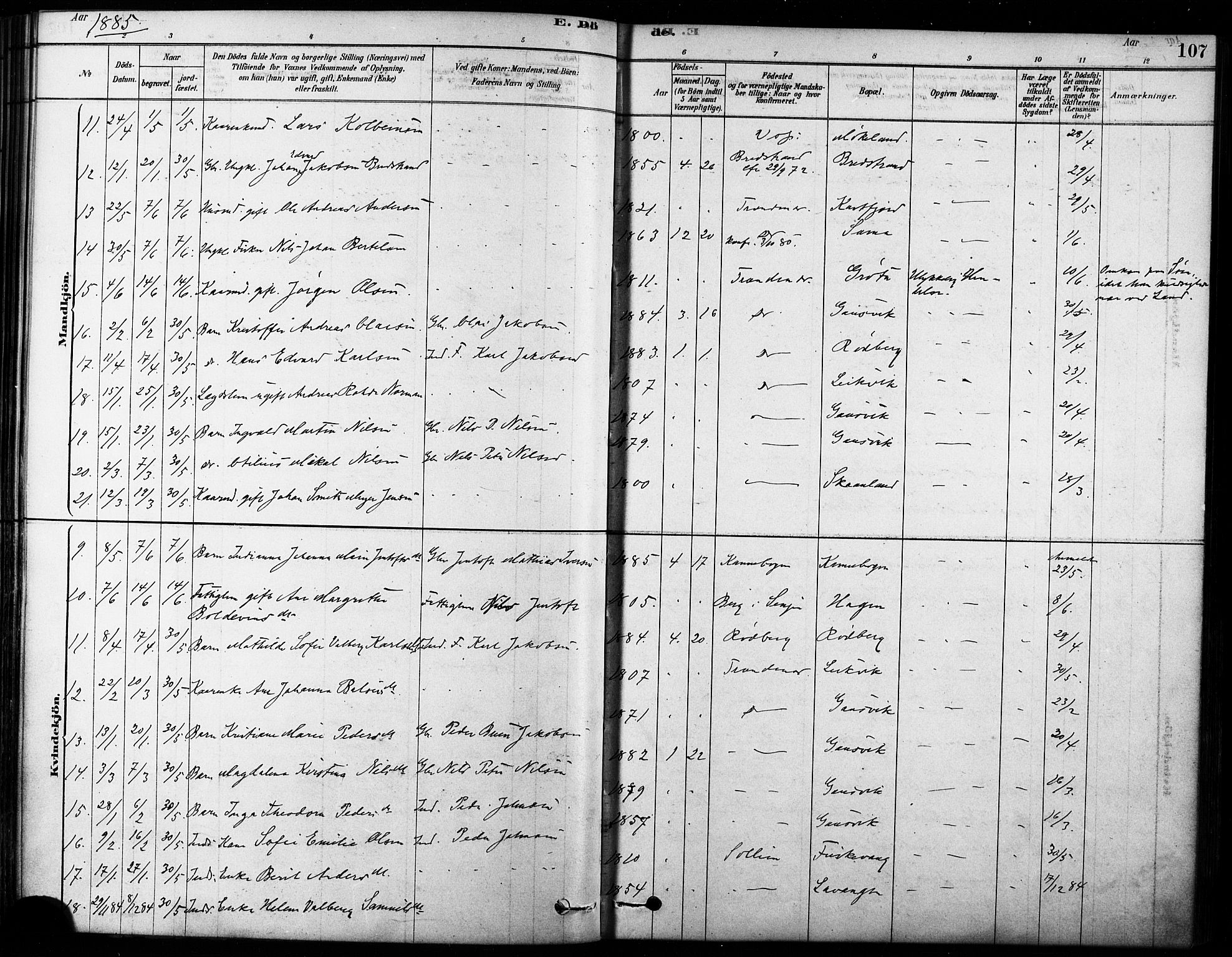Trondenes sokneprestkontor, AV/SATØ-S-1319/H/Ha/L0015kirke: Ministerialbok nr. 15, 1878-1889, s. 107