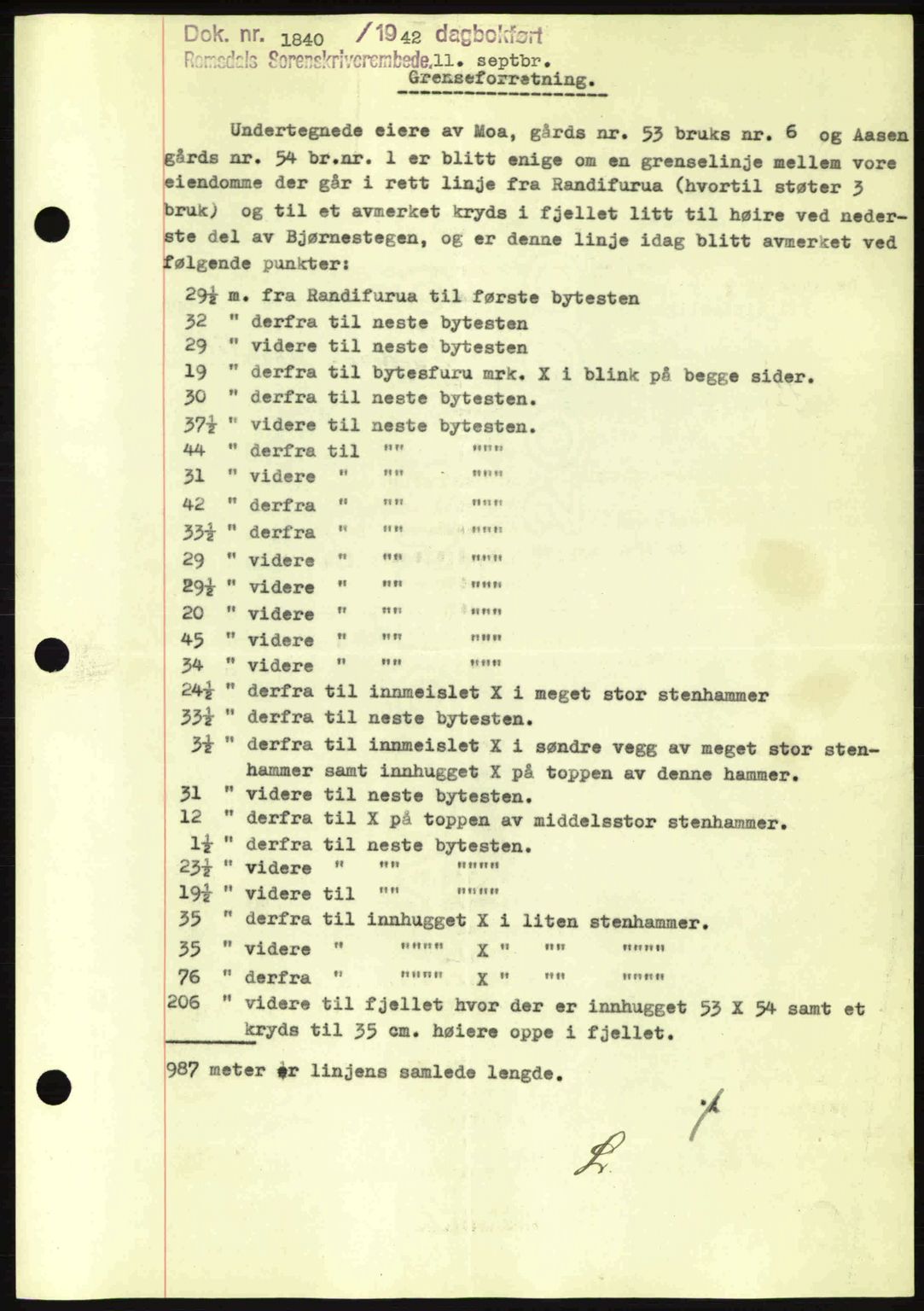 Romsdal sorenskriveri, SAT/A-4149/1/2/2C: Pantebok nr. A12, 1942-1942, Dagboknr: 1840/1942