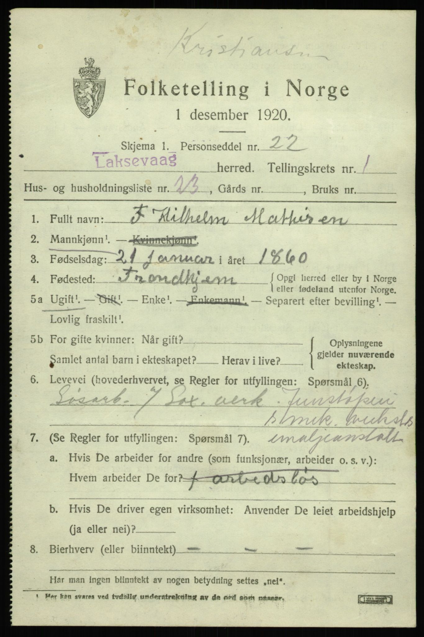 SAB, Folketelling 1920 for 1248 Laksevåg herred, 1920, s. 2606