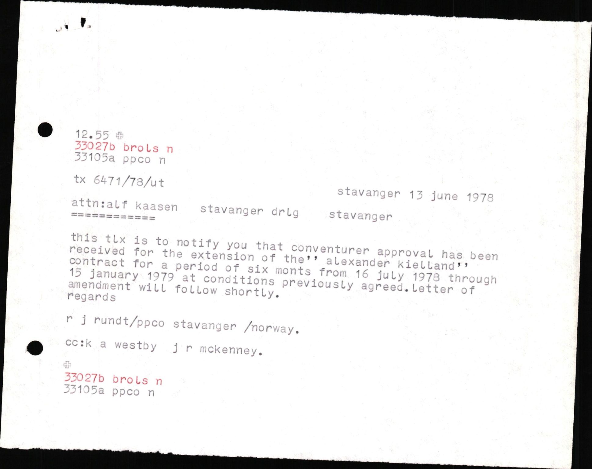 Pa 1503 - Stavanger Drilling AS, AV/SAST-A-101906/2/E/Eb/Eba/L0010: Sak og korrespondanse, 1977-1981