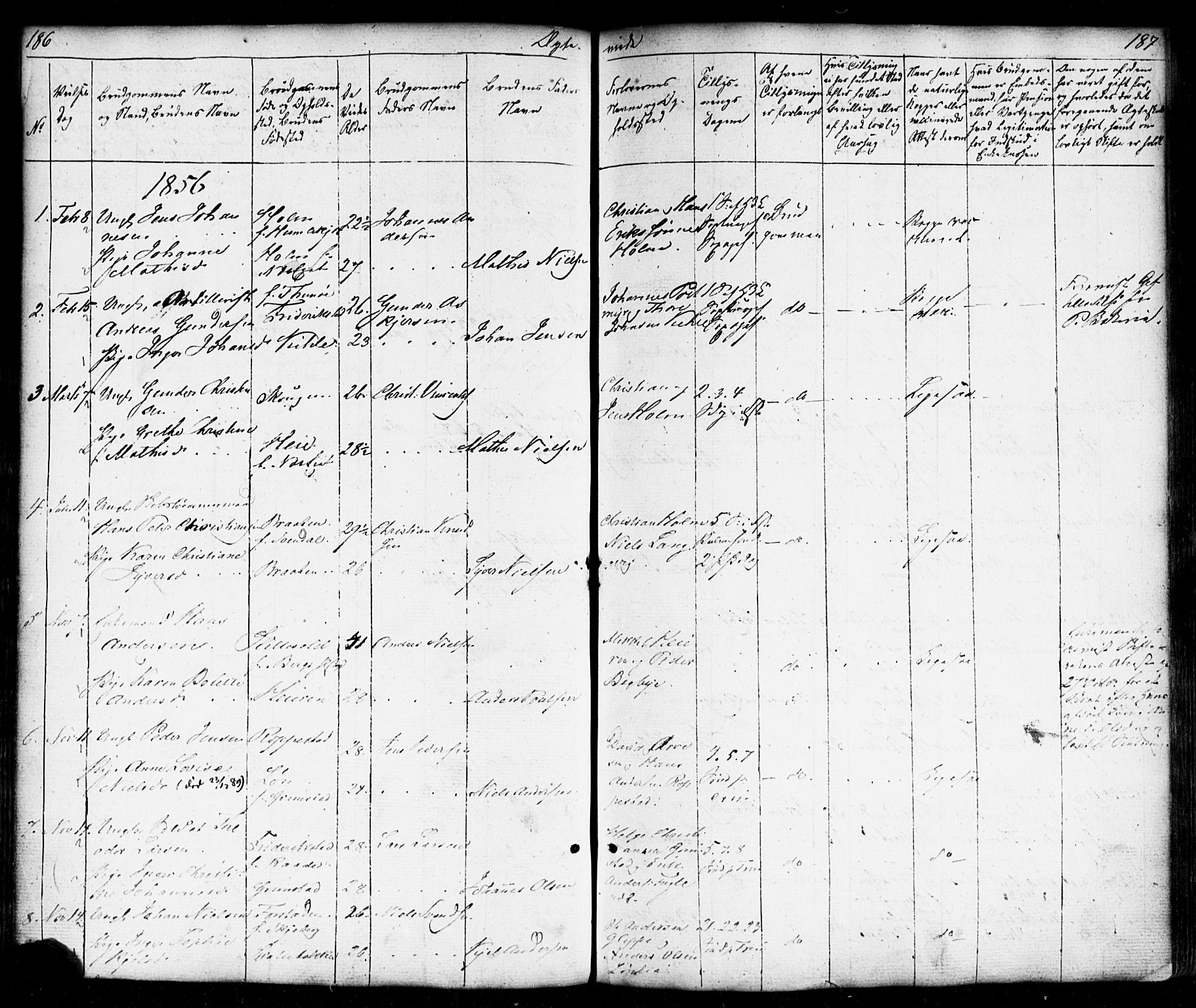 Borge prestekontor Kirkebøker, SAO/A-10903/F/Fb/L0002: Ministerialbok nr. II 2, 1853-1877, s. 186-187