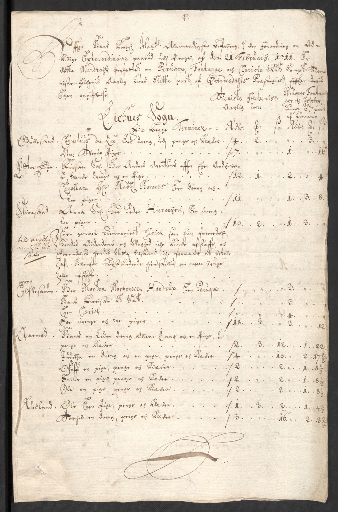 Rentekammeret inntil 1814, Reviderte regnskaper, Fogderegnskap, RA/EA-4092/R43/L2554: Fogderegnskap Lista og Mandal, 1711, s. 350