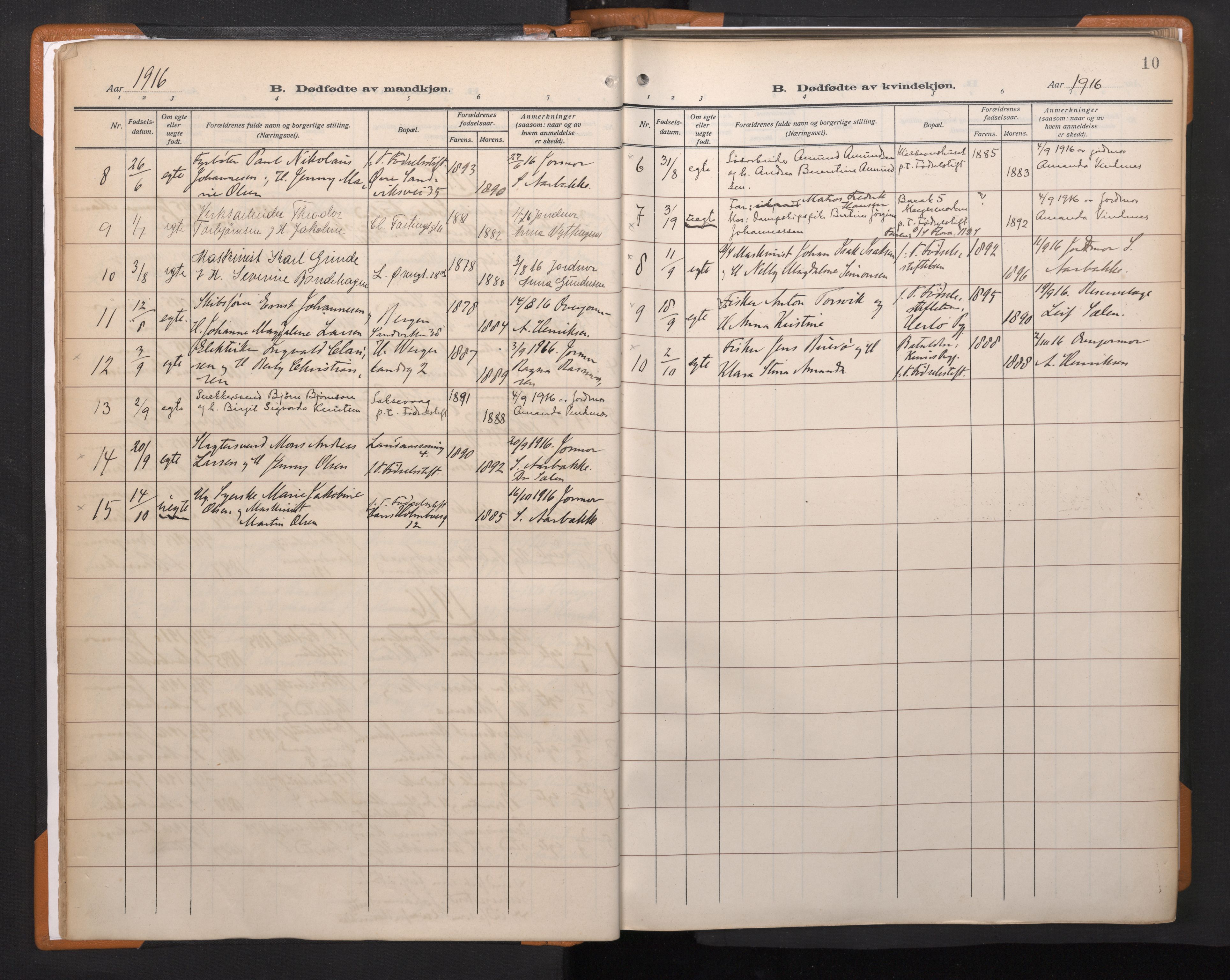 Korskirken sokneprestembete, AV/SAB-A-76101/H/Haa/L0048: Ministerialbok nr. E 6, 1910-1960, s. 9b-10a