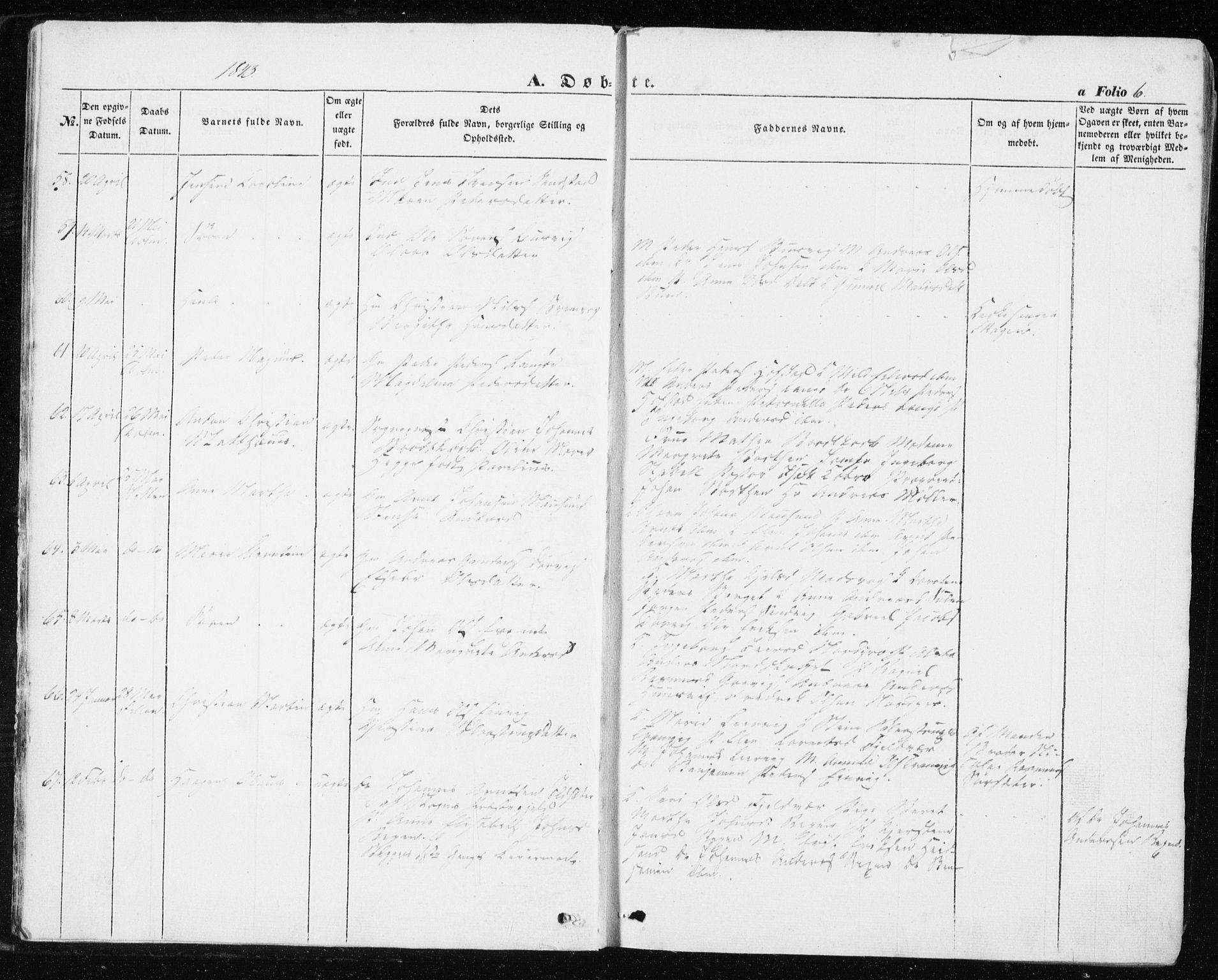 Ministerialprotokoller, klokkerbøker og fødselsregistre - Sør-Trøndelag, SAT/A-1456/634/L0529: Ministerialbok nr. 634A05, 1843-1851, s. 6