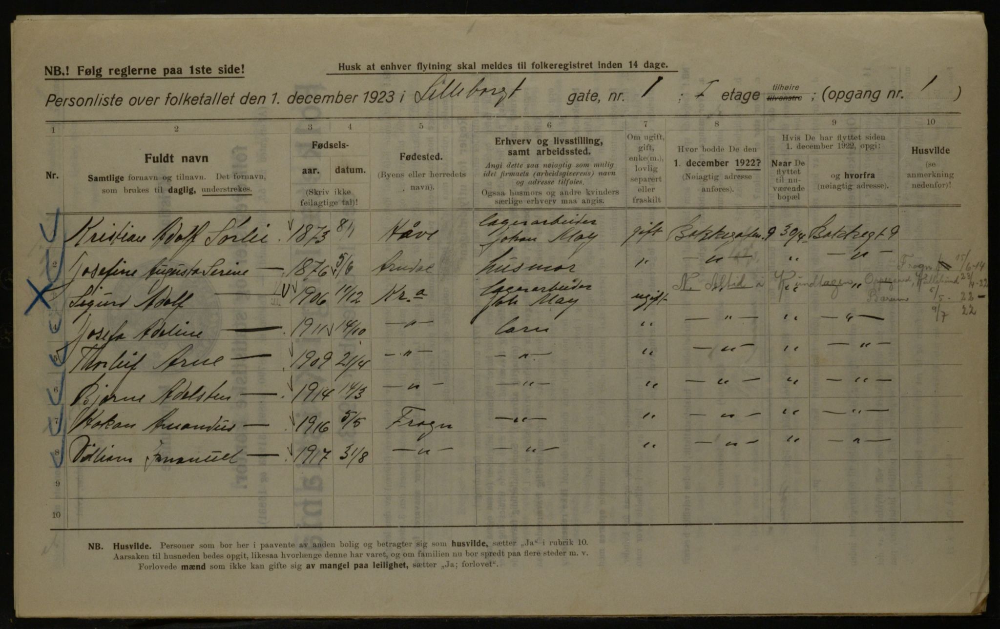 OBA, Kommunal folketelling 1.12.1923 for Kristiania, 1923, s. 63776