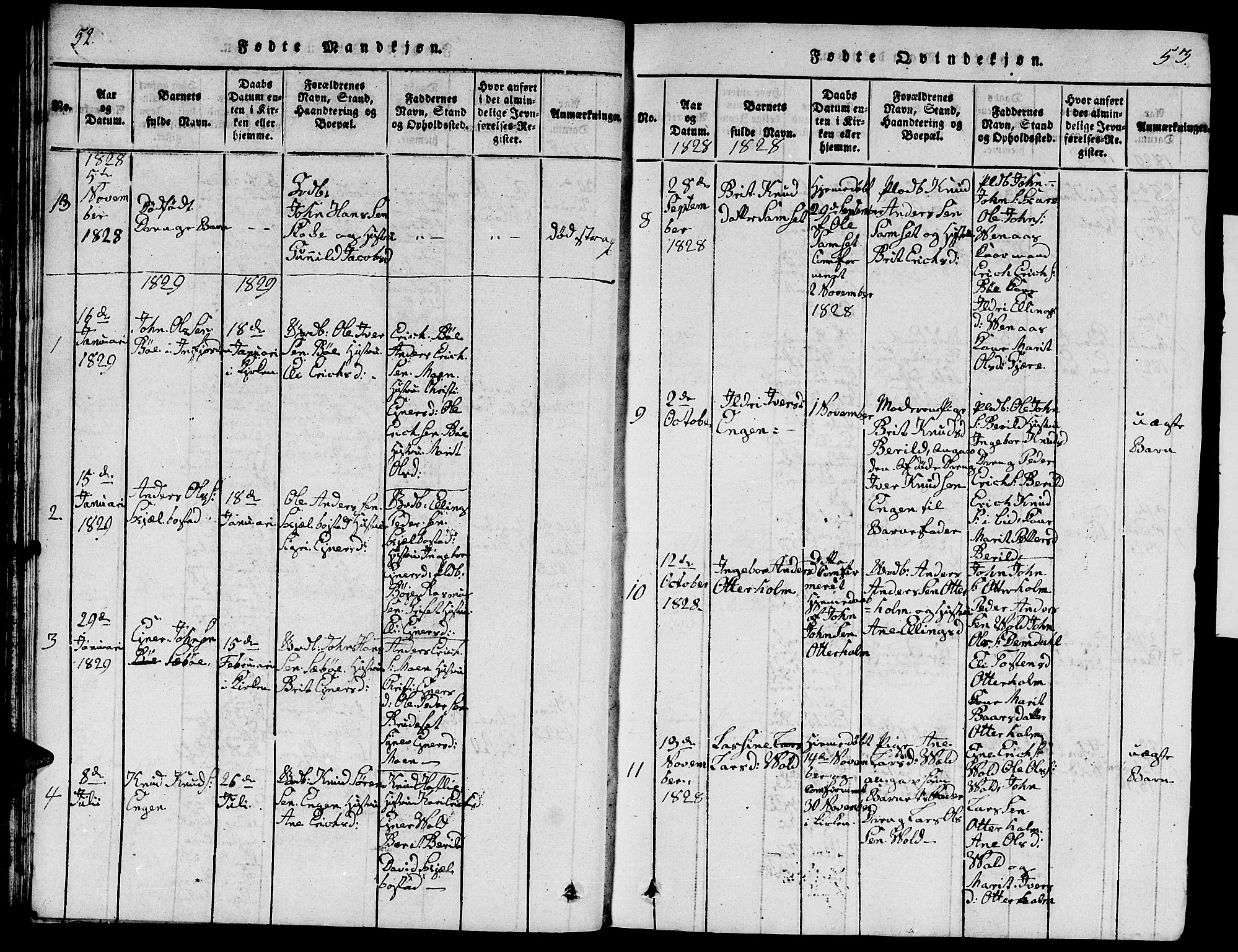 Ministerialprotokoller, klokkerbøker og fødselsregistre - Møre og Romsdal, AV/SAT-A-1454/543/L0563: Klokkerbok nr. 543C01, 1818-1836, s. 52-53