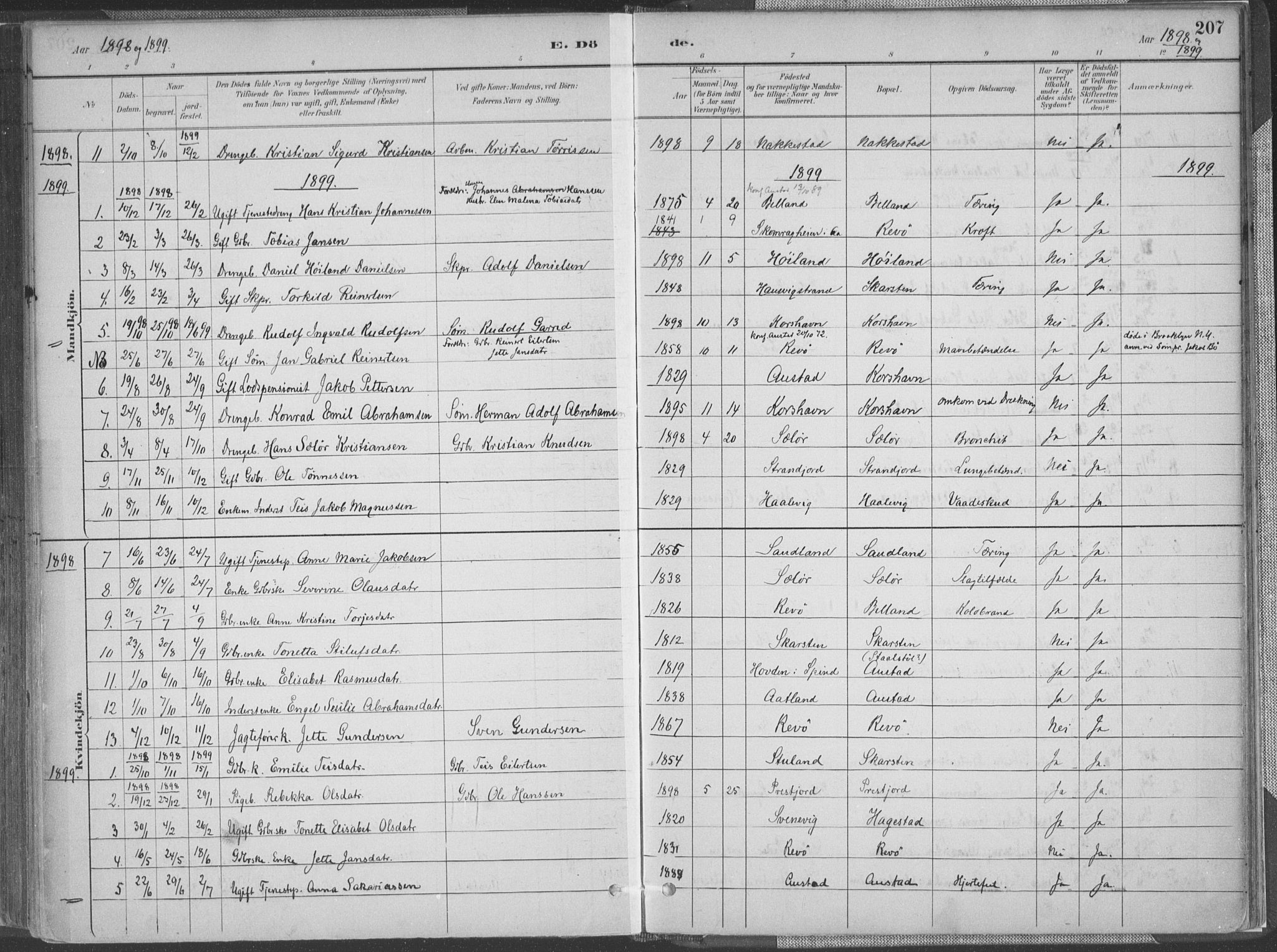 Lyngdal sokneprestkontor, AV/SAK-1111-0029/F/Fa/Faa/L0004: Ministerialbok nr. A 4, 1883-1904, s. 207