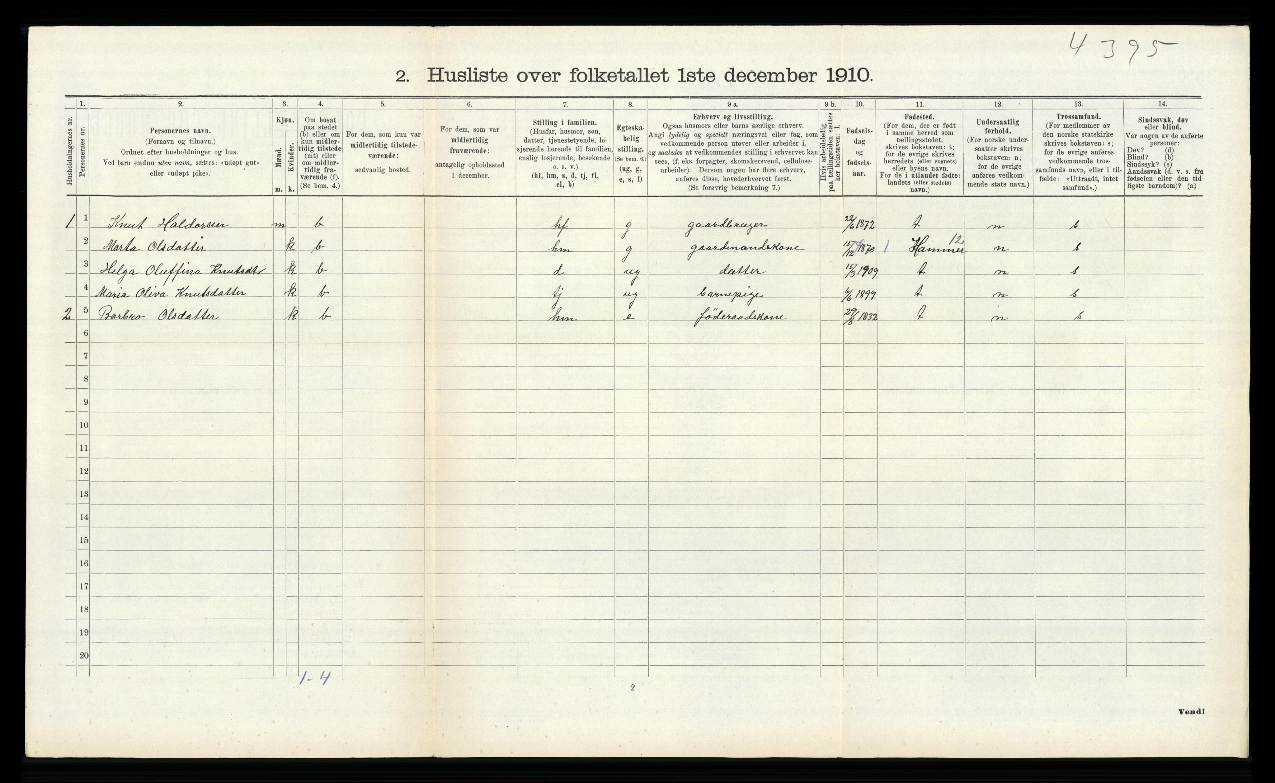 RA, Folketelling 1910 for 1257 Alversund herred, 1910, s. 401