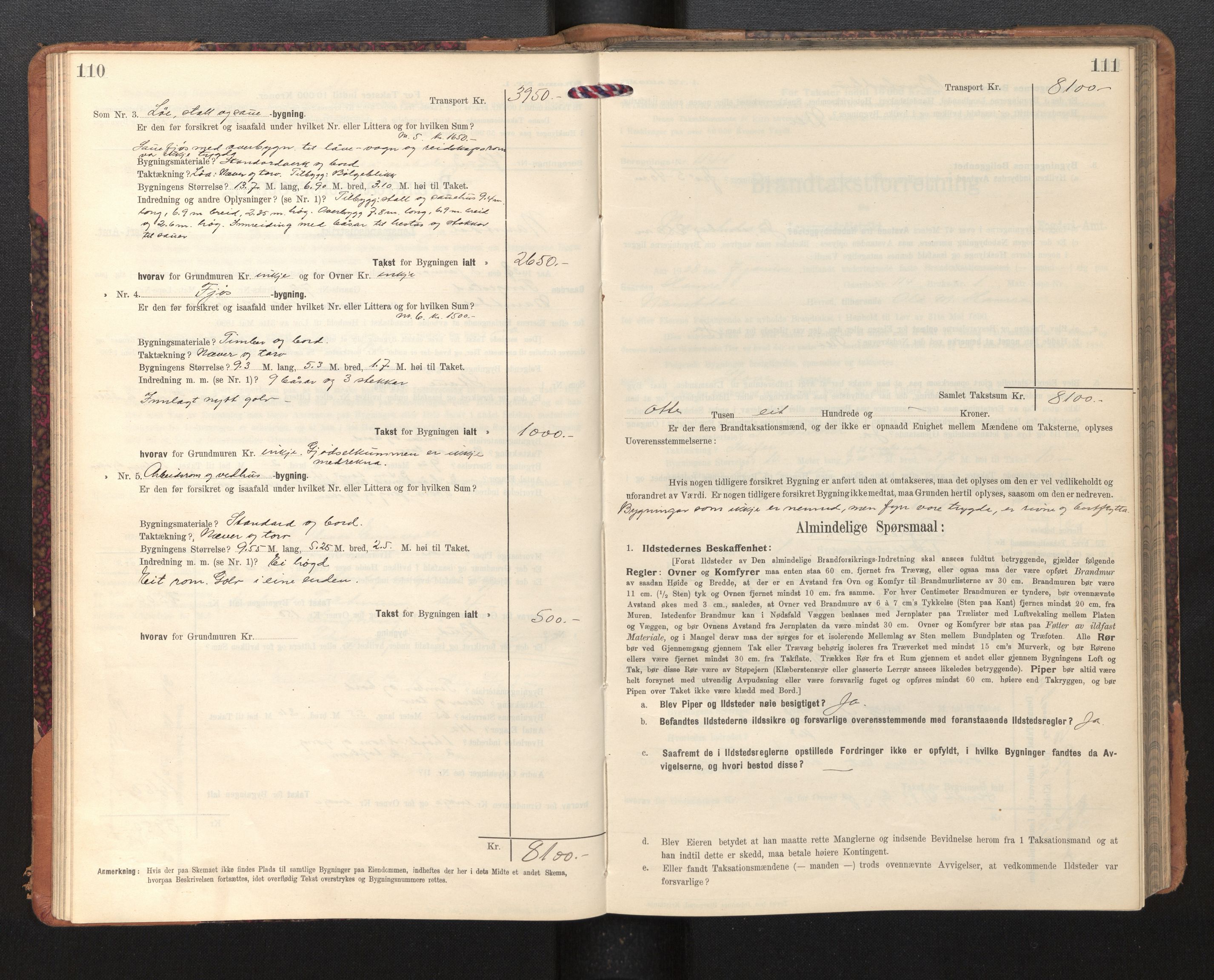 Lensmannen i Naustdal, AV/SAB-A-29501/0012/L0002: Branntakstprotokoll, skjematakst, 1911-1953, s. 110-111