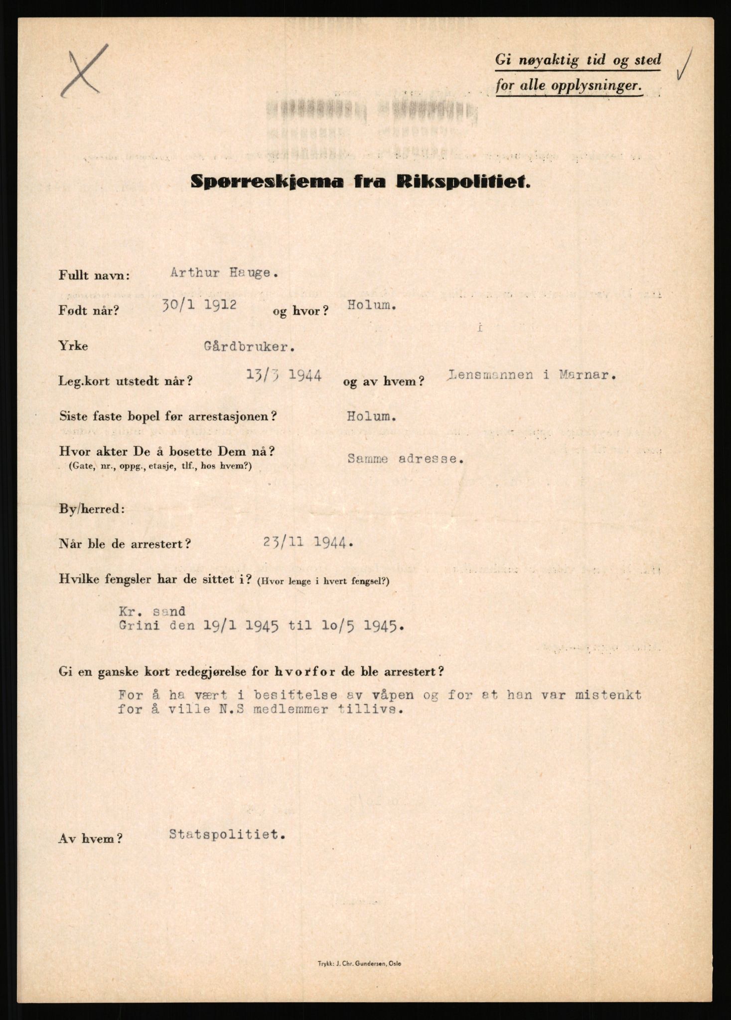 Rikspolitisjefen, AV/RA-S-1560/L/L0006: Hansen, Adolf Boye - Hemstad, Gunnar, 1940-1945, s. 709