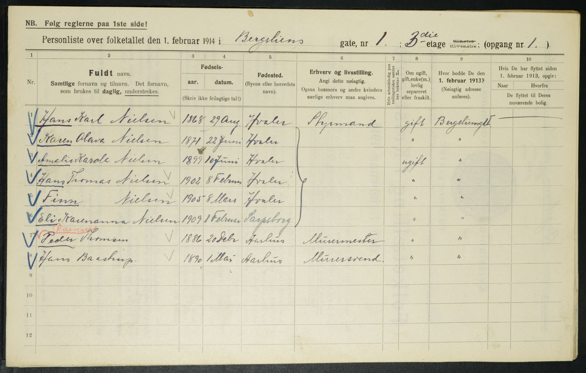 OBA, Kommunal folketelling 1.2.1914 for Kristiania, 1914, s. 4032