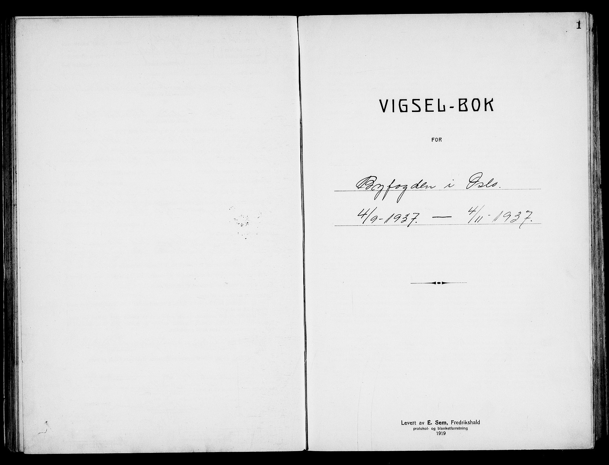 Oslo byfogd avd. I, SAO/A-10220/L/Lb/Lbb/L0028: Notarialprotokoll, rekke II: Vigsler, 1937, s. 1a