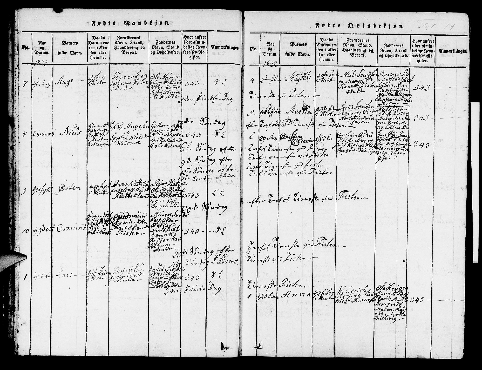 Hjelmeland sokneprestkontor, SAST/A-101843/01/IV/L0004: Ministerialbok nr. A 4, 1816-1834, s. 14