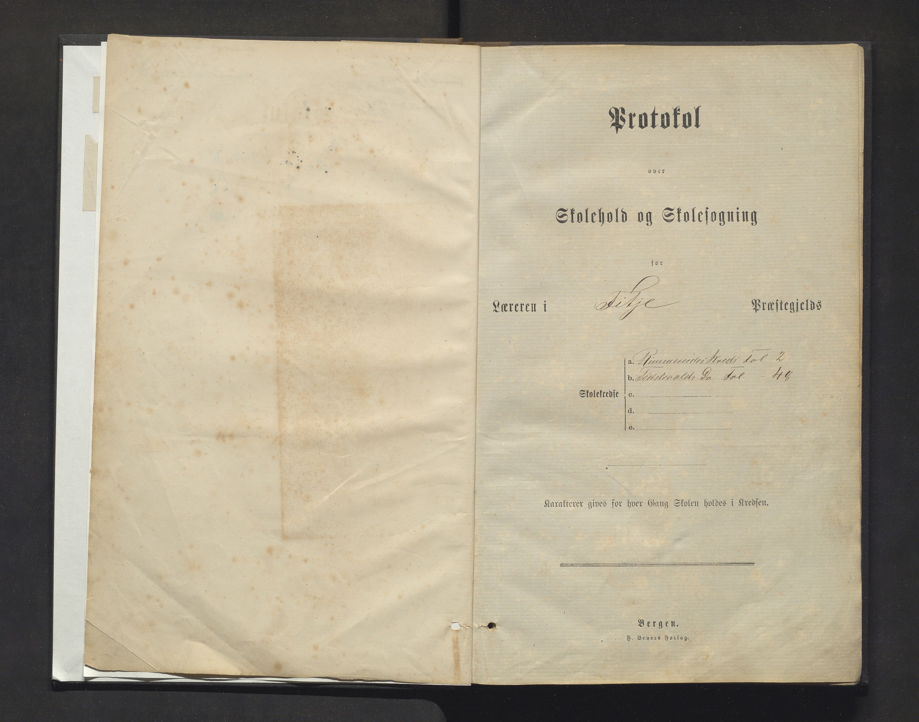 Fitjar kommune. Barneskulane, IKAH/1222-231/F/Fa/L0008: Skuleprotokoll for Rimbereid, Tislevoll, Iversø krinsar, 1878-1916