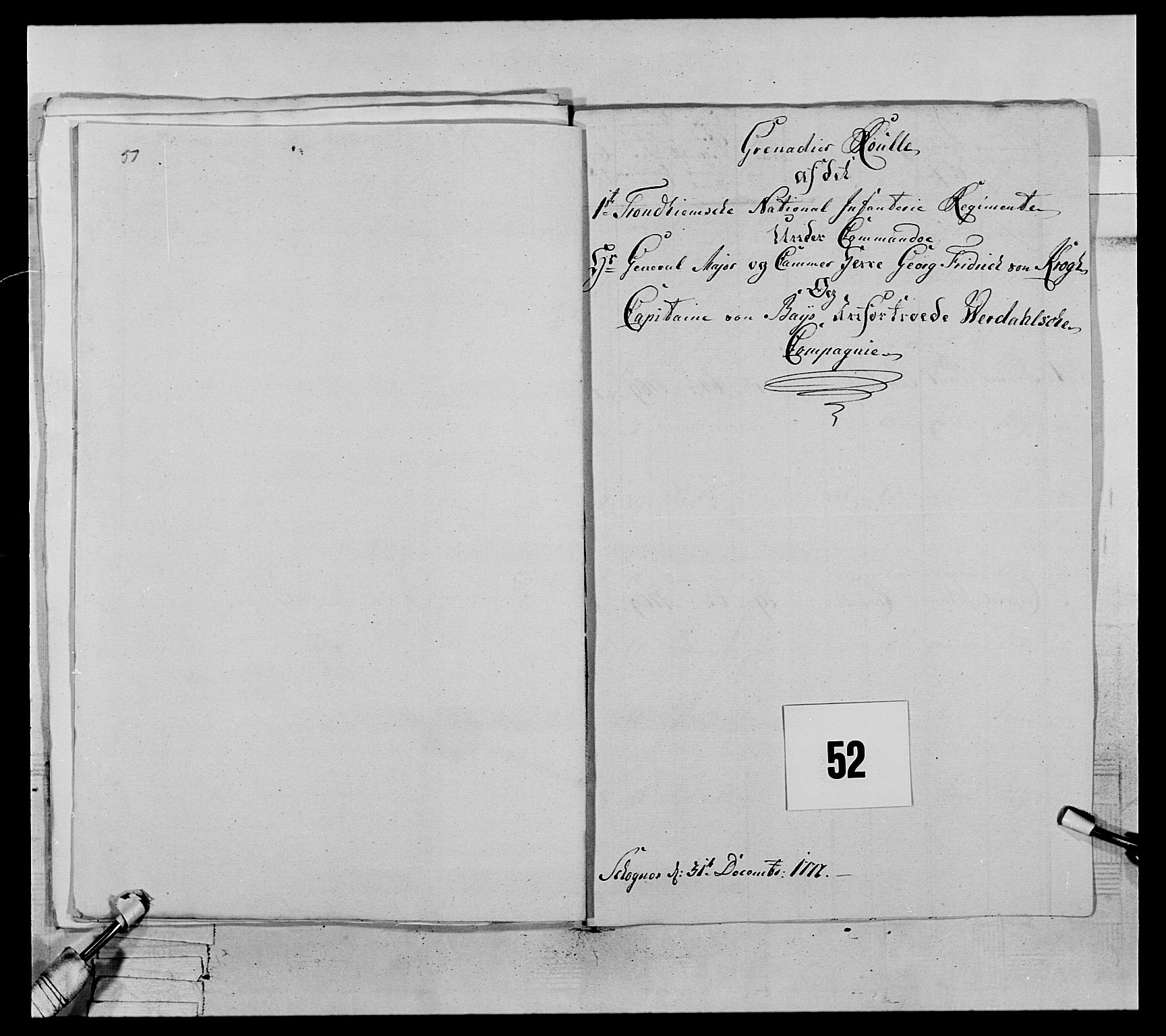 Generalitets- og kommissariatskollegiet, Det kongelige norske kommissariatskollegium, AV/RA-EA-5420/E/Eh/L0071: 1. Trondheimske nasjonale infanteriregiment, 1769-1772, s. 382