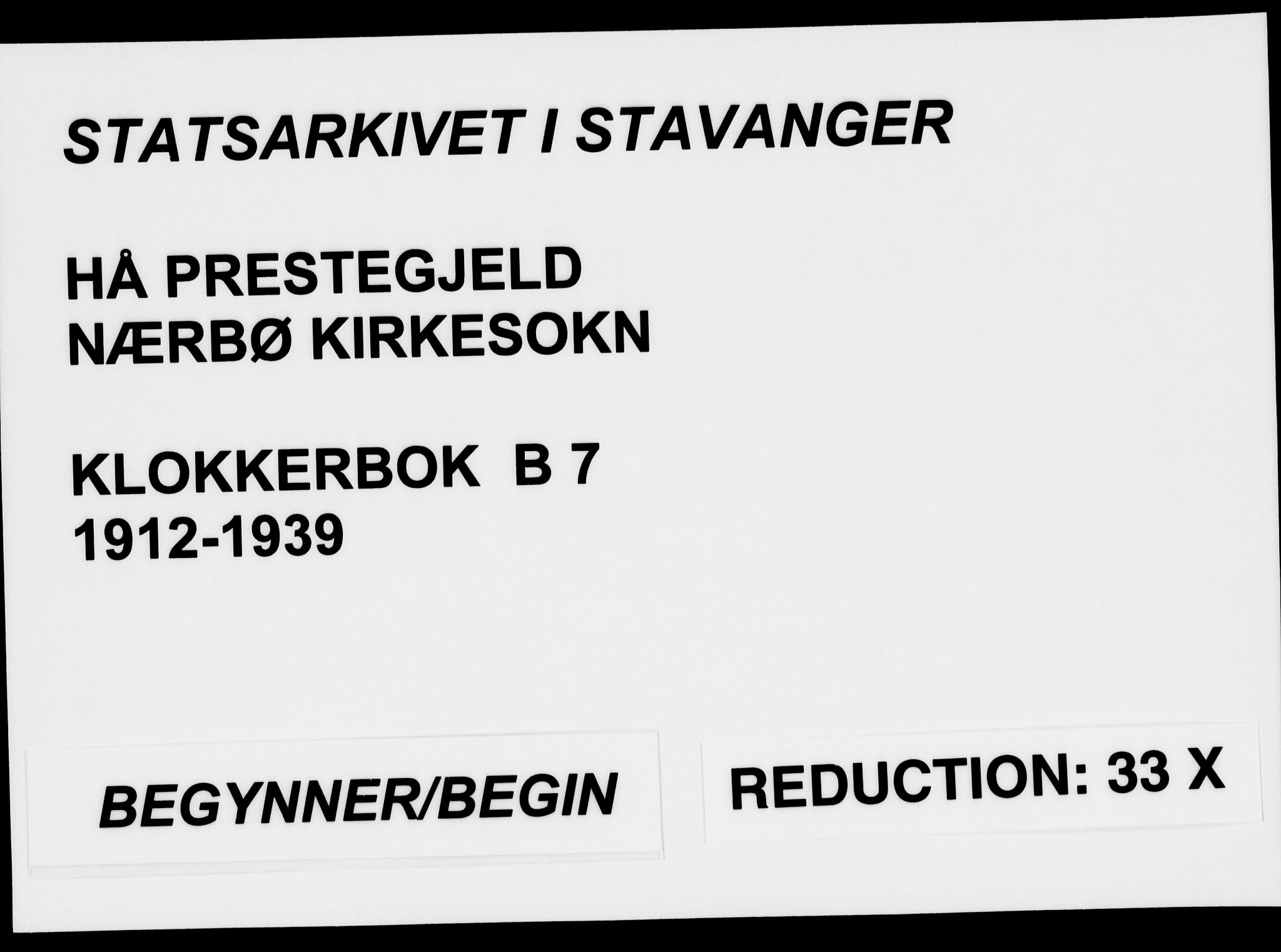 Hå sokneprestkontor, AV/SAST-A-101801/001/30BB/L0007: Klokkerbok nr. B 7, 1912-1939