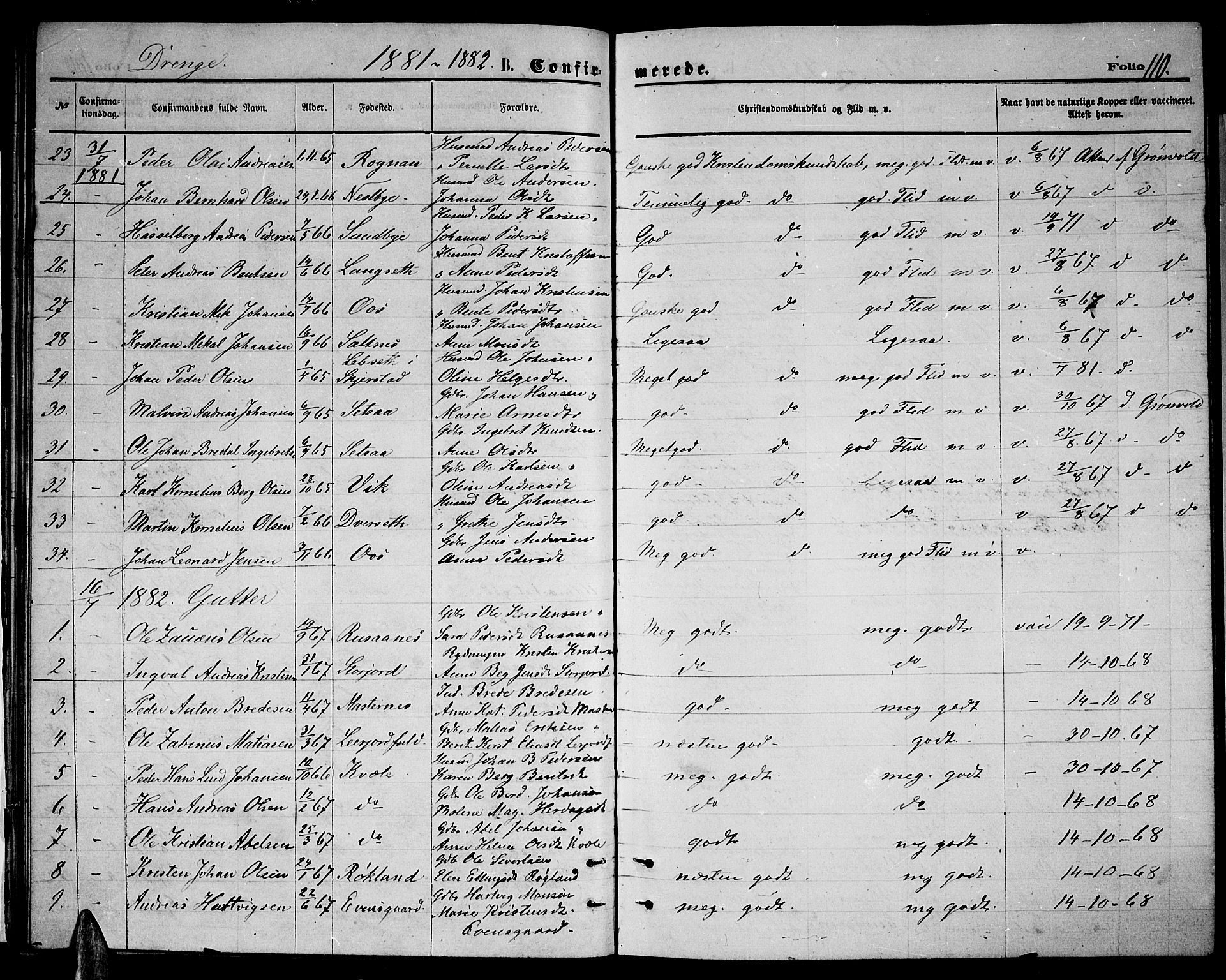 Ministerialprotokoller, klokkerbøker og fødselsregistre - Nordland, AV/SAT-A-1459/847/L0679: Klokkerbok nr. 847C07, 1870-1888, s. 110