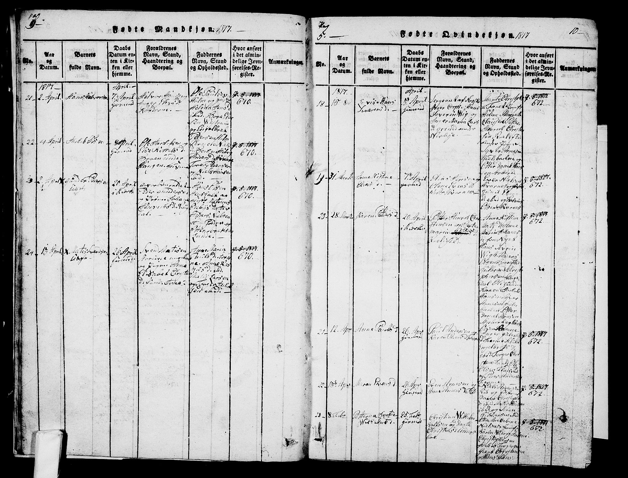 Hedrum kirkebøker, AV/SAKO-A-344/G/Ga/L0003: Klokkerbok nr. I 3, 1817-1835, s. 9-10